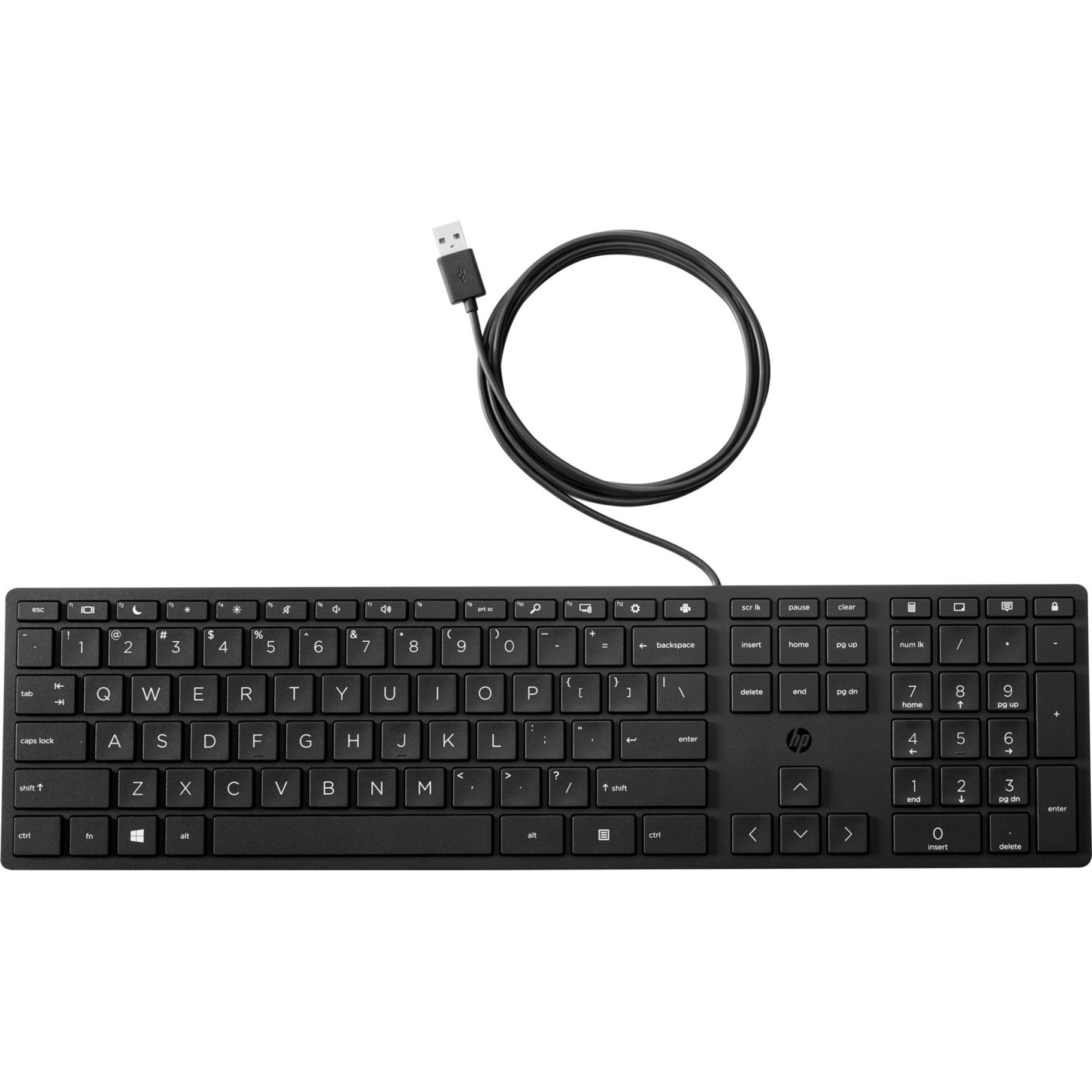 HP Wired Desktop 320K Keyboard, Plunger Keyswitch, USB Connectivity