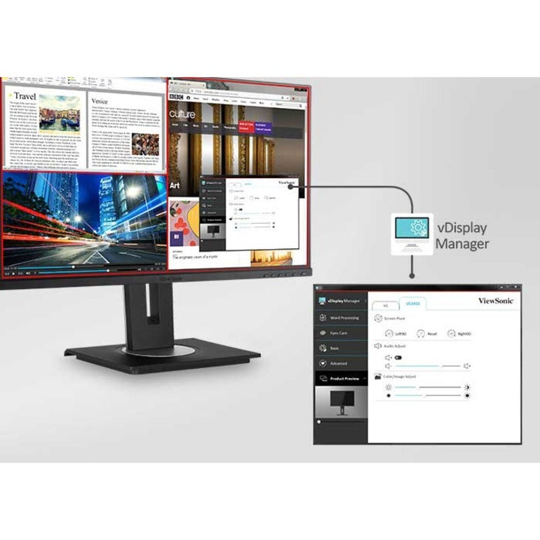 ViewSonic VG2756-2K Widescreen LCD Monitor, QHD Docking with USB-C and Built-In Ethernet, 2560 x 1440 Resolution