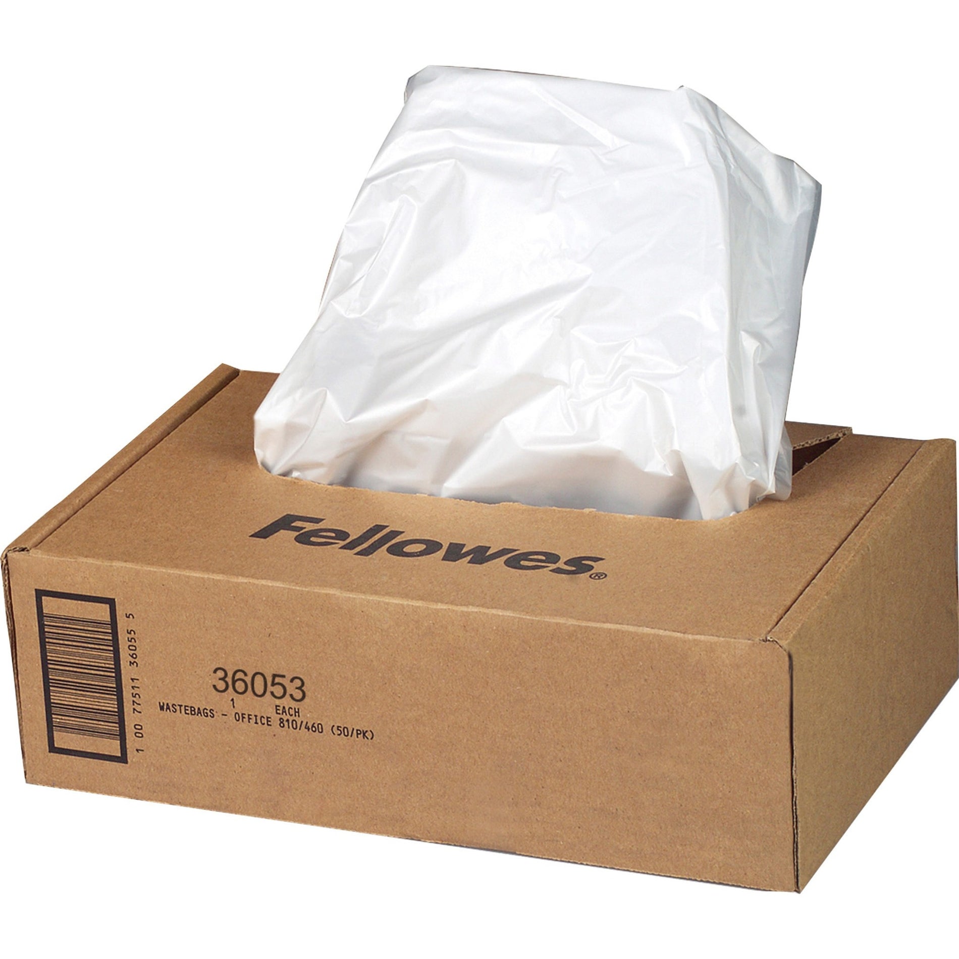 Fellowes 36053 AutoMax 130C/200C Shredder Waste Bags, Durable, Disposable, Recyclable, 9 gal, Clear, 100/Box