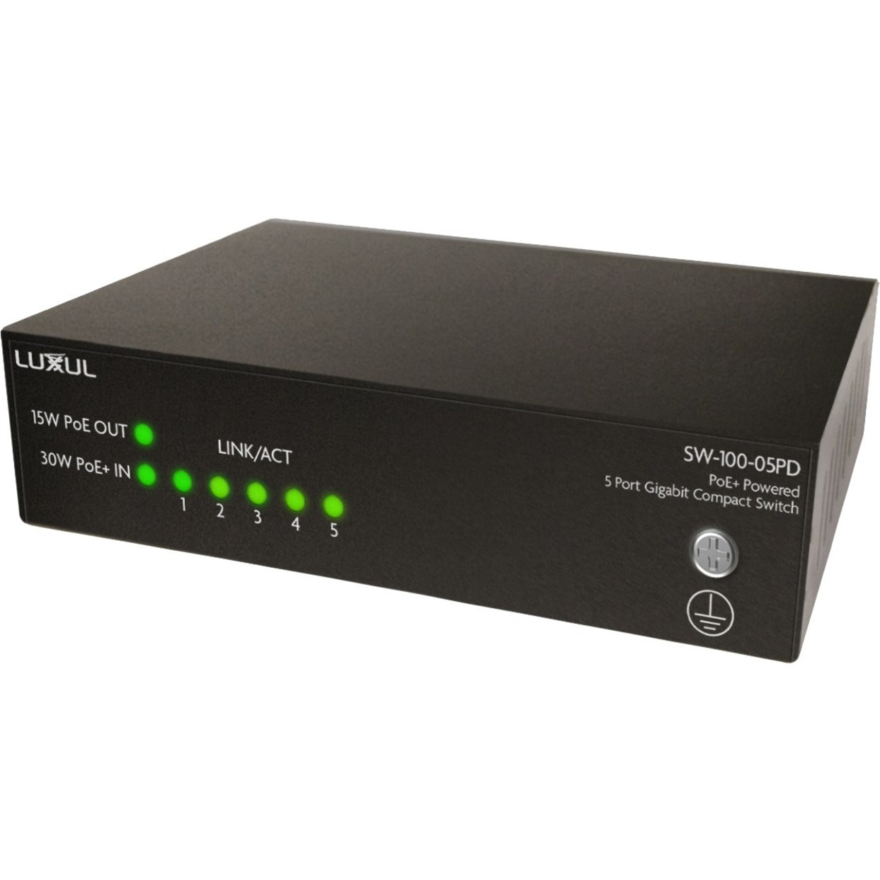 Luxul SW-100-05PD 5 Port Gb Multi-Mount Switch w/ PD Power, Gigabit Ethernet, PoE+ Support