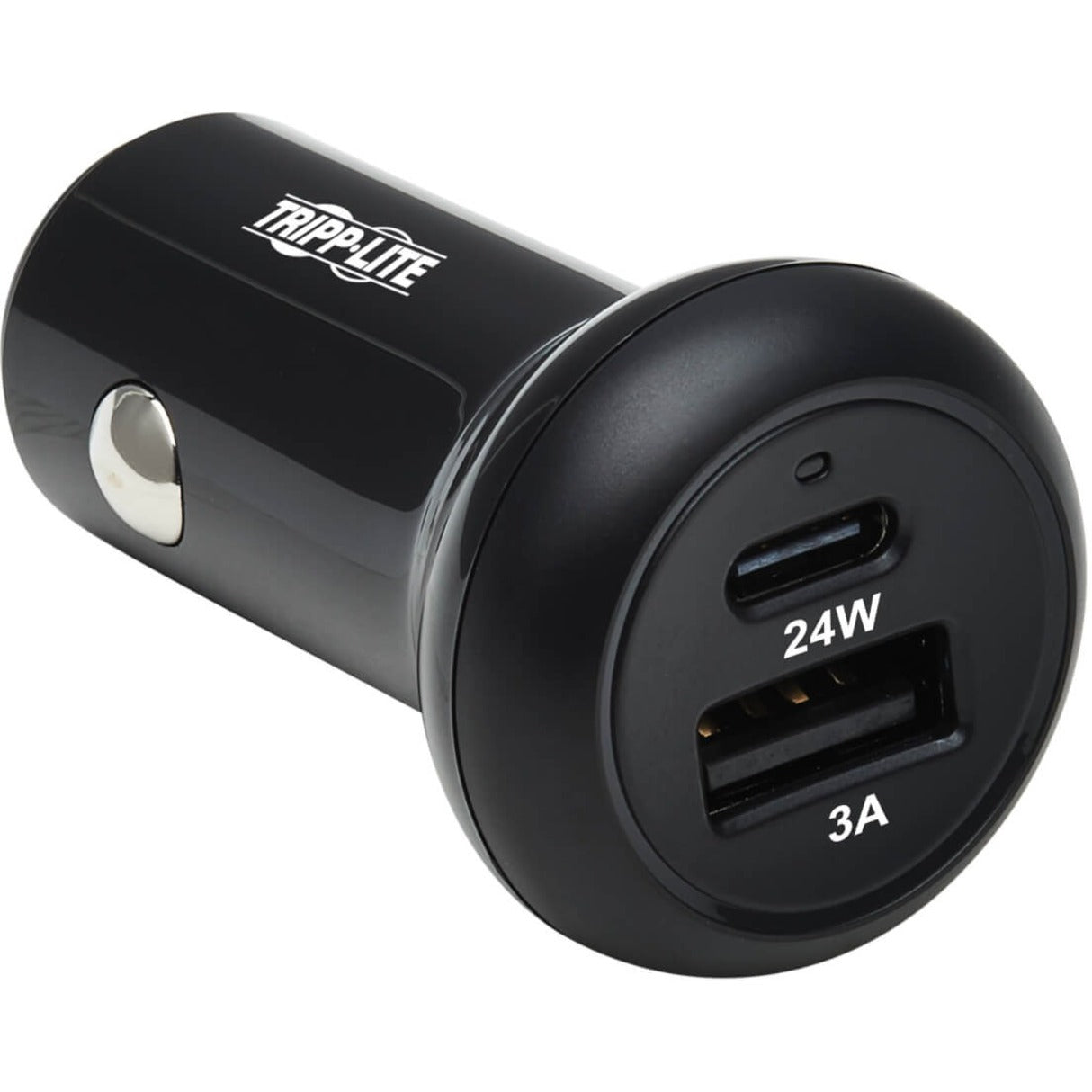 Tripp Lite U280-C02-24W-1B Auto Adapter, Dual Port USB Car Charger, 24W USB C USB-A, Fast Charging for Smartphones, Tablets, and More