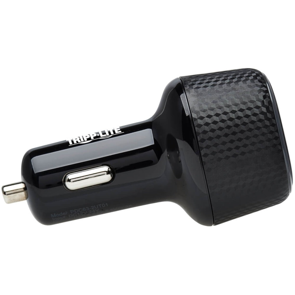 Tripp Lite U280-C02-63W-1B Auto Adapter, Dual Port USB Car Charger, 63W USB C USB-A