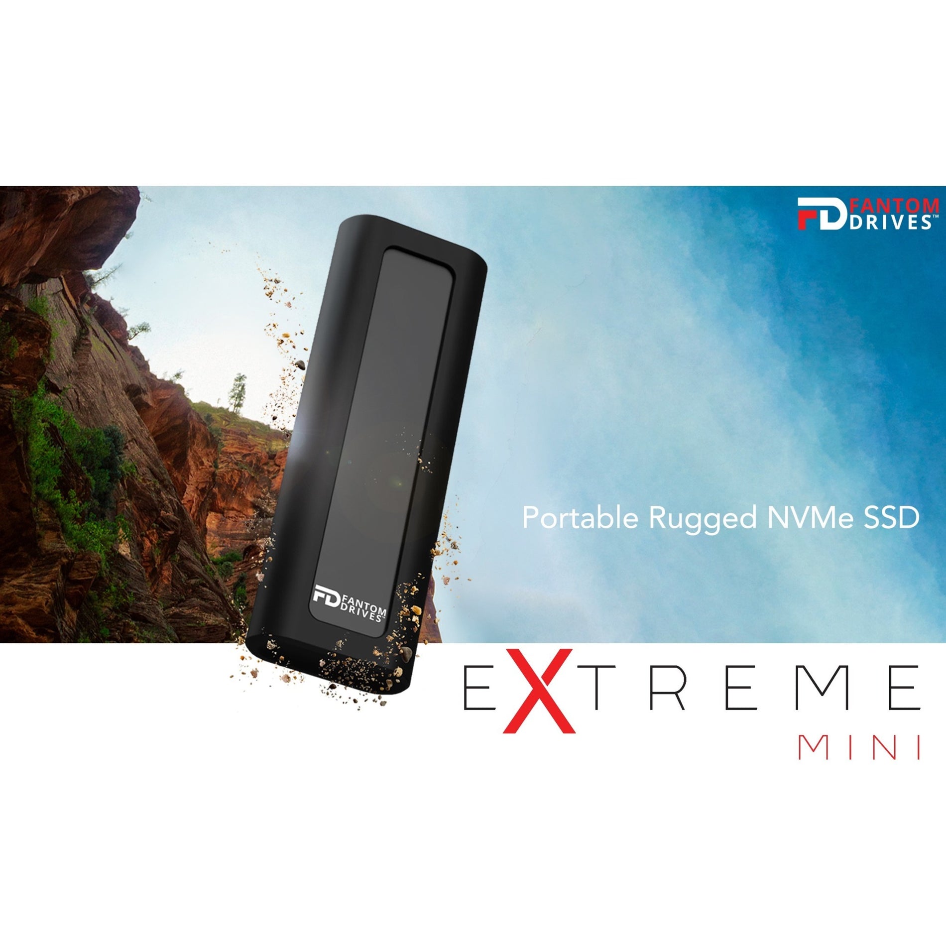 Fantom Drives UCX-2000N eXtreme Mini Portable Rugged External SSD - 2TB, USB 3.2 (Gen 2) Type C