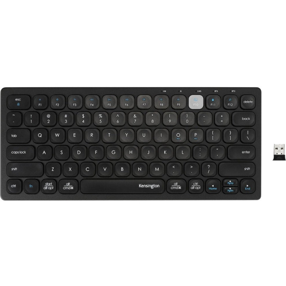 Kensington K75502US Multi-Device Dual Wireless Compact Keyboard, Bluetooth/RF, Multimedia Hot Keys