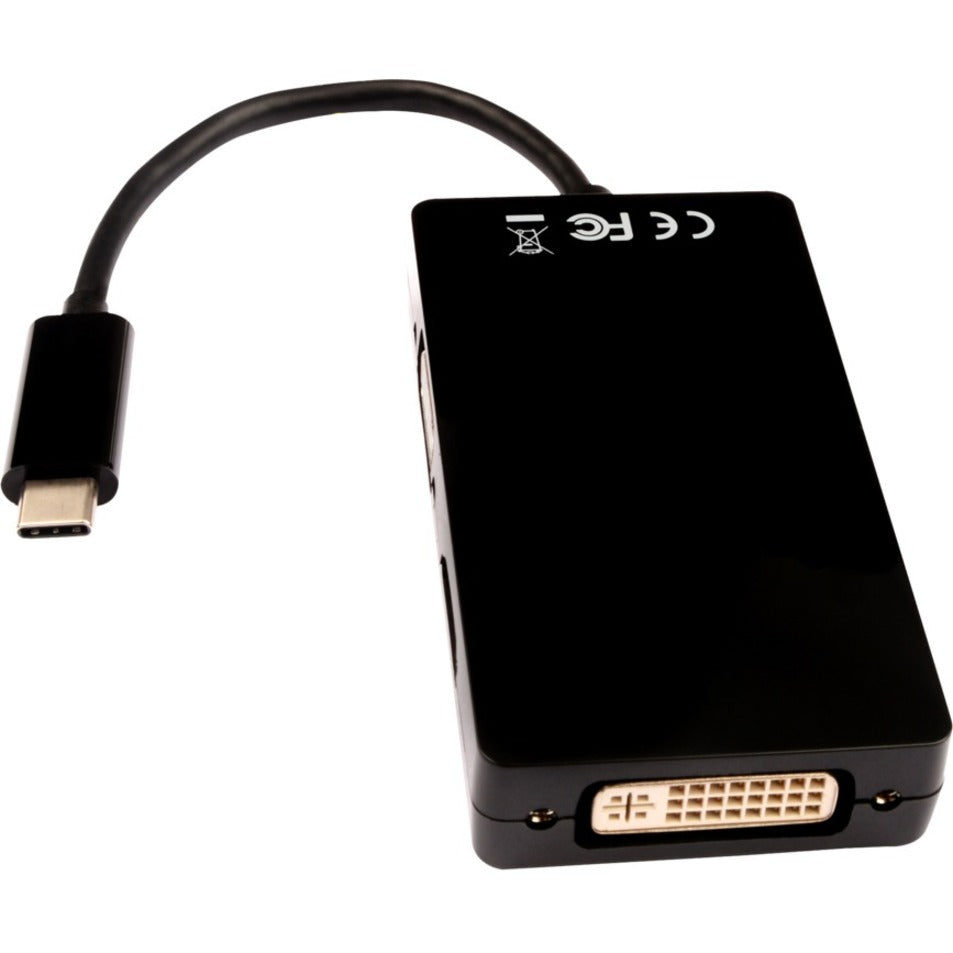 V7 V7UC-VGADVIHDMI-BLK DVI/HDMI/USB Type C/VGA Audio/Video Adapter, Connect Multiple Devices to Your Display