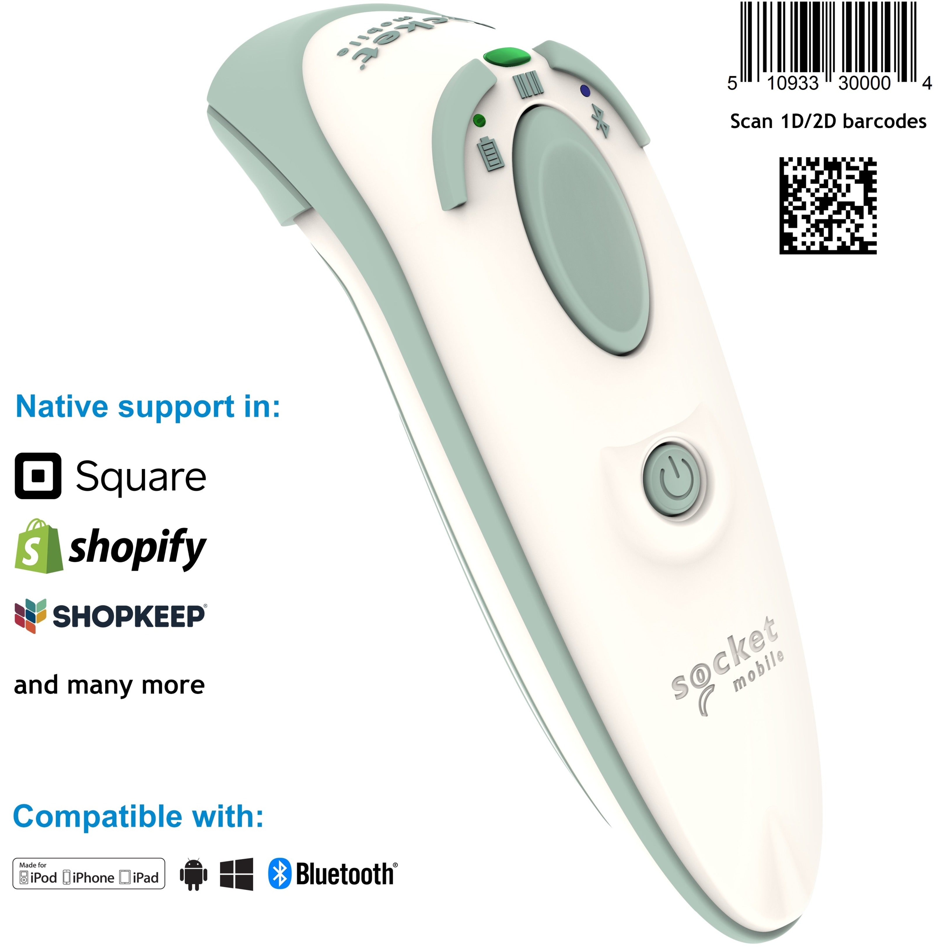 Socket Mobile CX3866-2899 DuraScan D755 Ultimate Barcode Scanner for Health Care, White Charging Dock