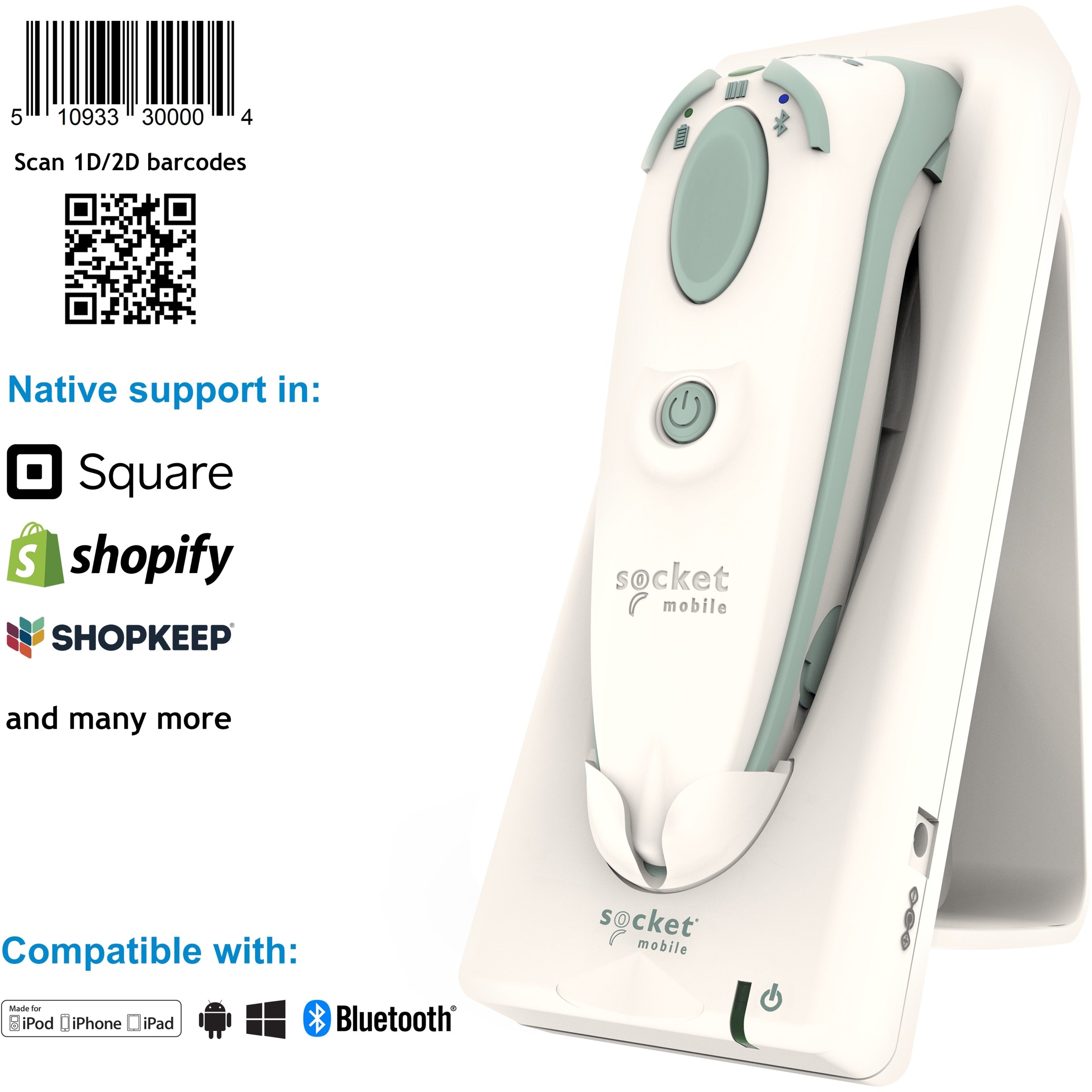 Socket Mobile CX3865-2898 DuraScan D755 Healthcare Ultimate Bluetooth Scanner, Wireless 2D/1D Barcode Scanner