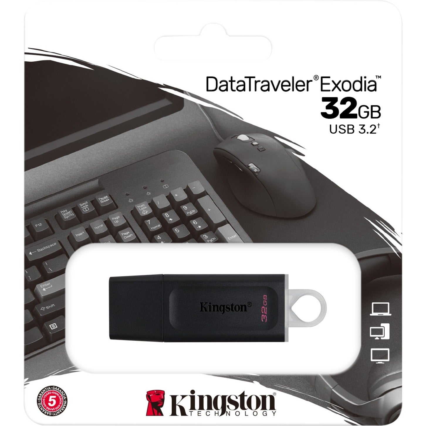 Kingston DTX/32GB DataTraveler Exodia 32GB USB 3.2 (Gen 1) Flash Drive, Lightweight, Protective Cap, Key Ring