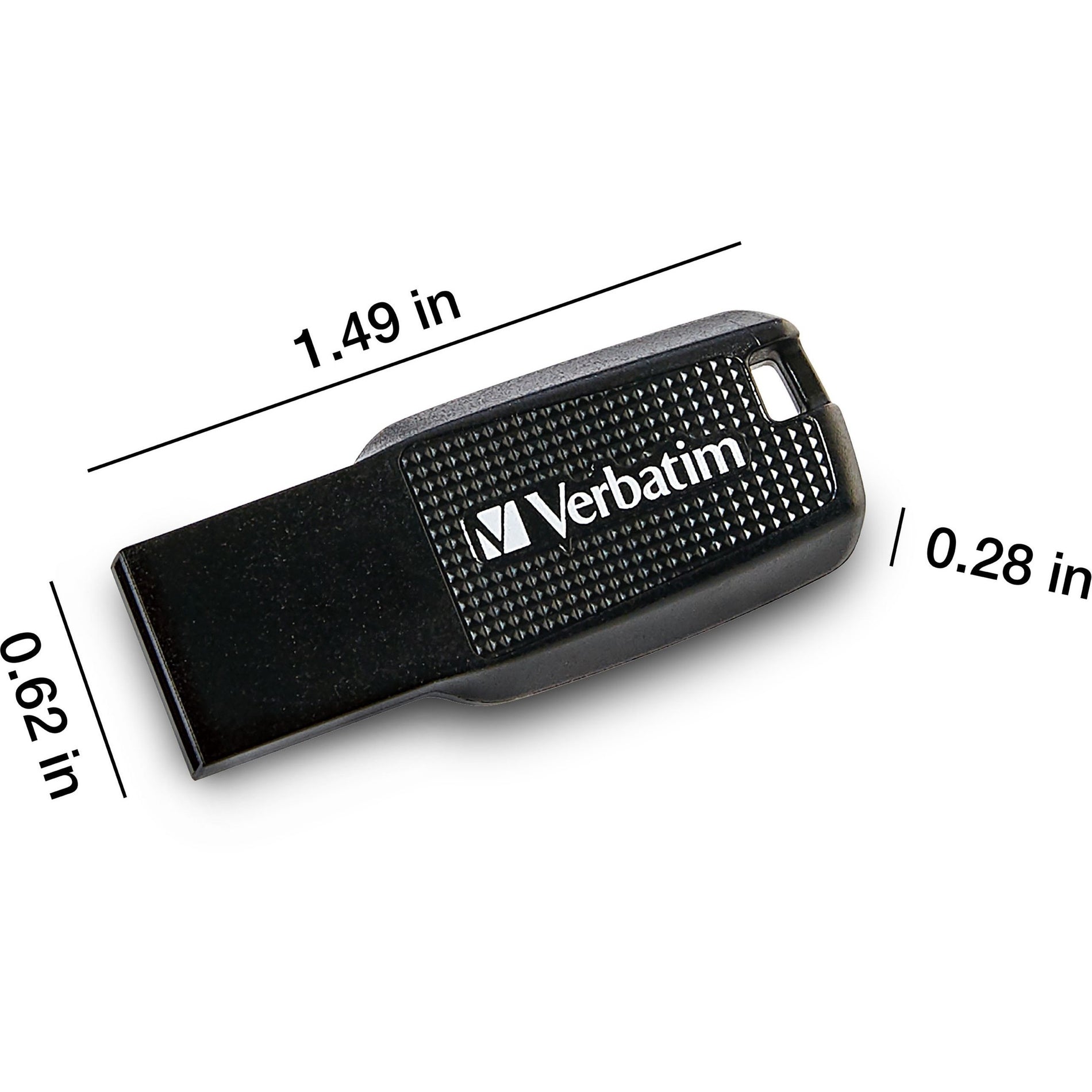 Verbatim 70877 64GB Ergo USB Flash Drive - Black, Capless, Password Protection