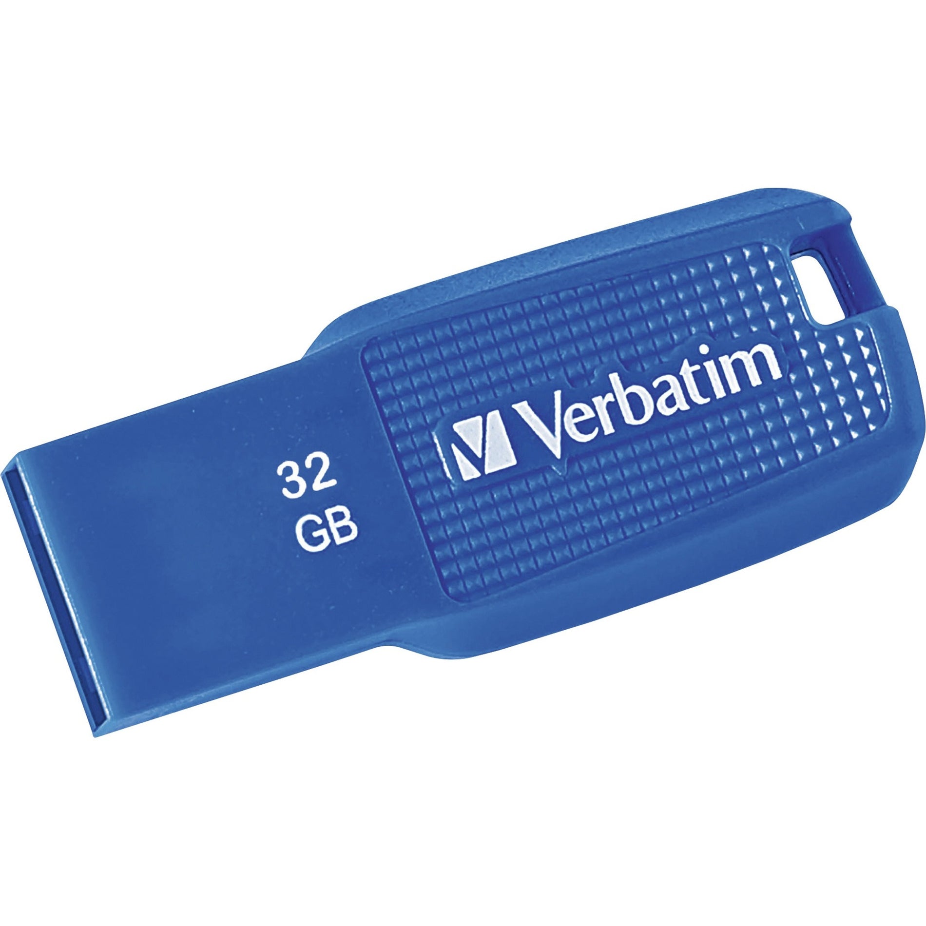 Verbatim 70878 32GB Ergo USB 3.0 Flash Drive - Blue, Password Protection, Ergonomic, Capless, Lanyard