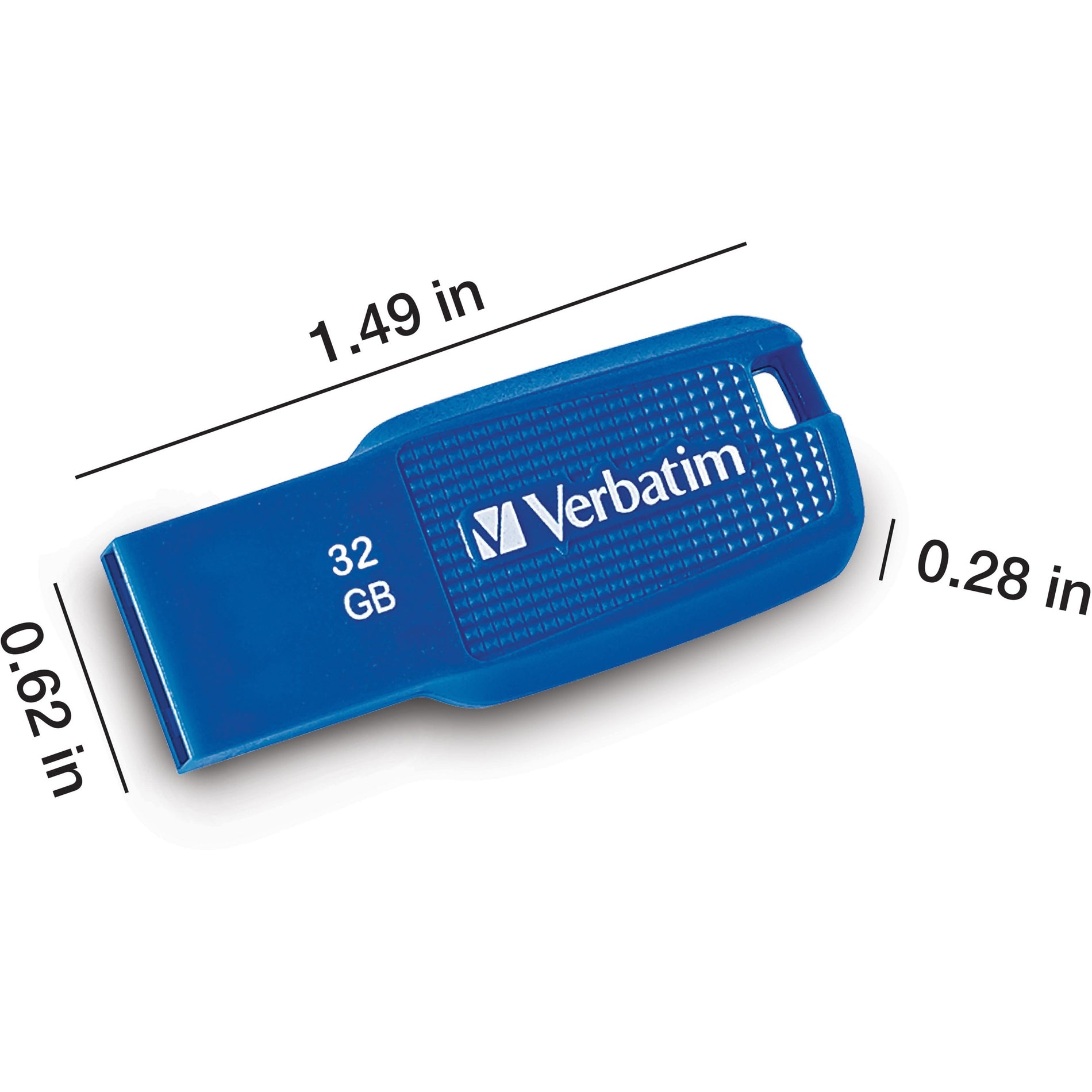 Verbatim 70878 32GB Ergo USB 3.0 Flash Drive - Blue, Password Protection, Ergonomic, Capless, Lanyard