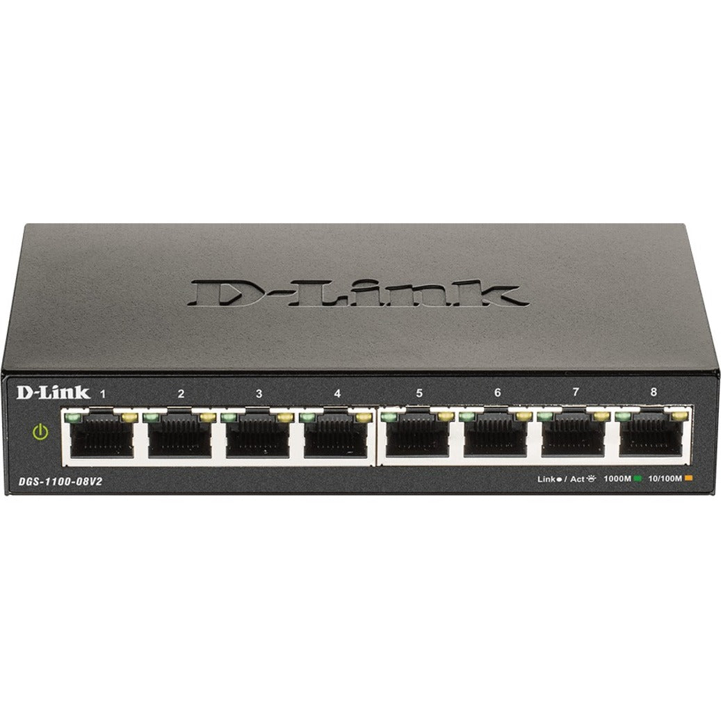D-Link DGS-1100-08V2 Ethernet Switch, 8-Port Gigabit Smart Managed Switch