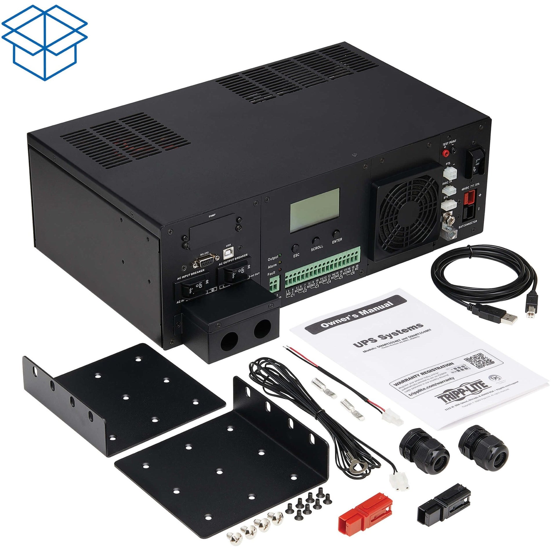 Tripp Lite SMART1548ET SmartPro 1500VA Rack-mountable UPS, 120VAC 48VDC 1200W, SNMP/Telnet/SSH, Pure Sine Wave