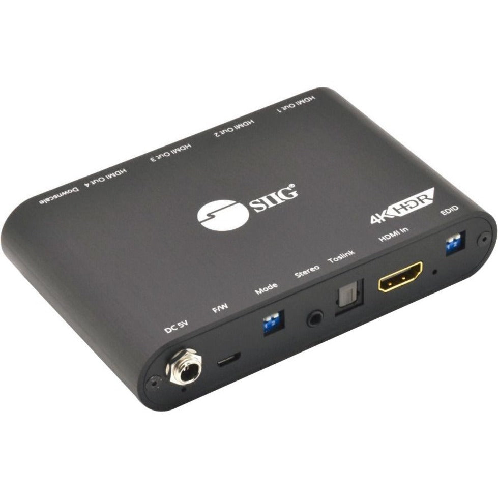 SIIG CE-H26911-S1 Signal Splitter, 1x4 HDMI 2.0a with Built-in & User Adjustable EDID Management