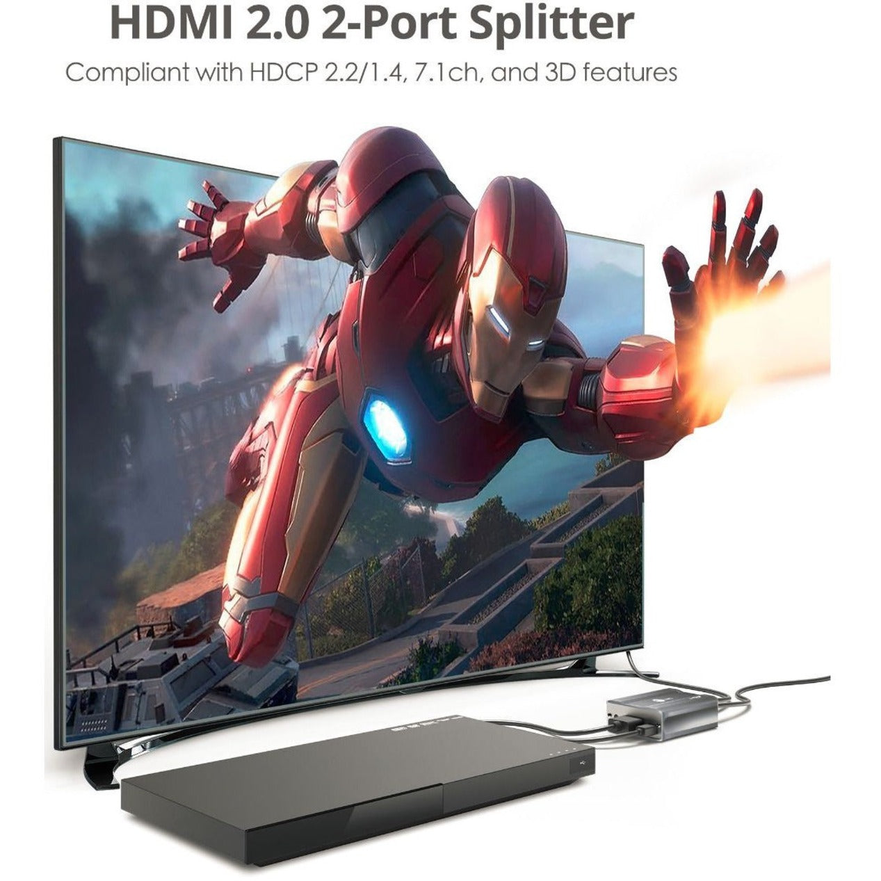 SIIG CE-H26J11-S1 1x2 HDMI 2.0 4K HDR Splitter with EDID, TAA Compliant, Taiwan Origin
