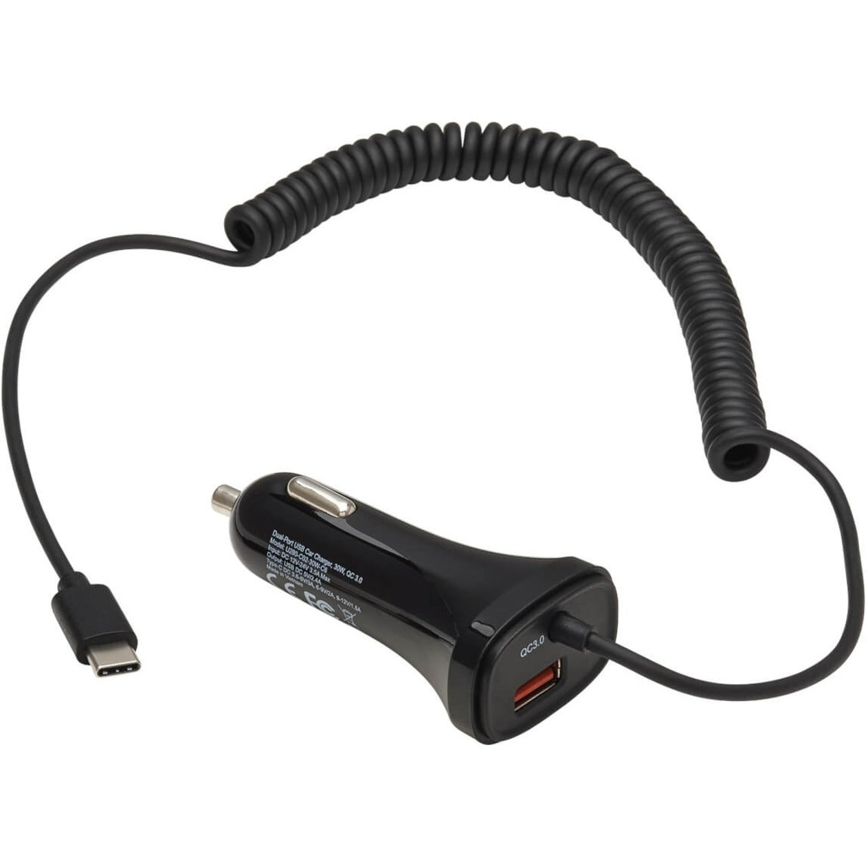 Tripp Lite U280-C02-30W-C6 Auto Adapter, Dual-Port USB Car Charger, 30W Power, Fast Charging