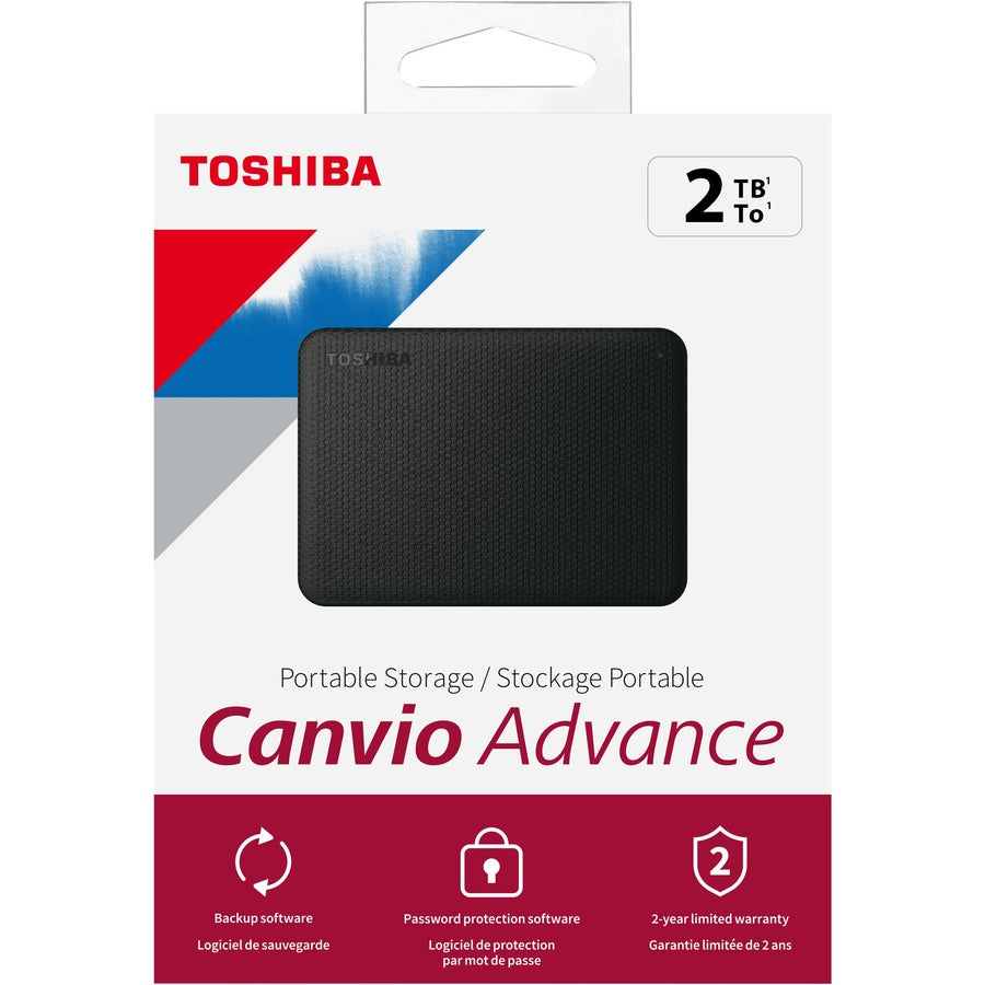 Toshiba HDTCA20XK3AA Canvio Advance Portable Hard Drive, 2TB, USB 3.0, Black