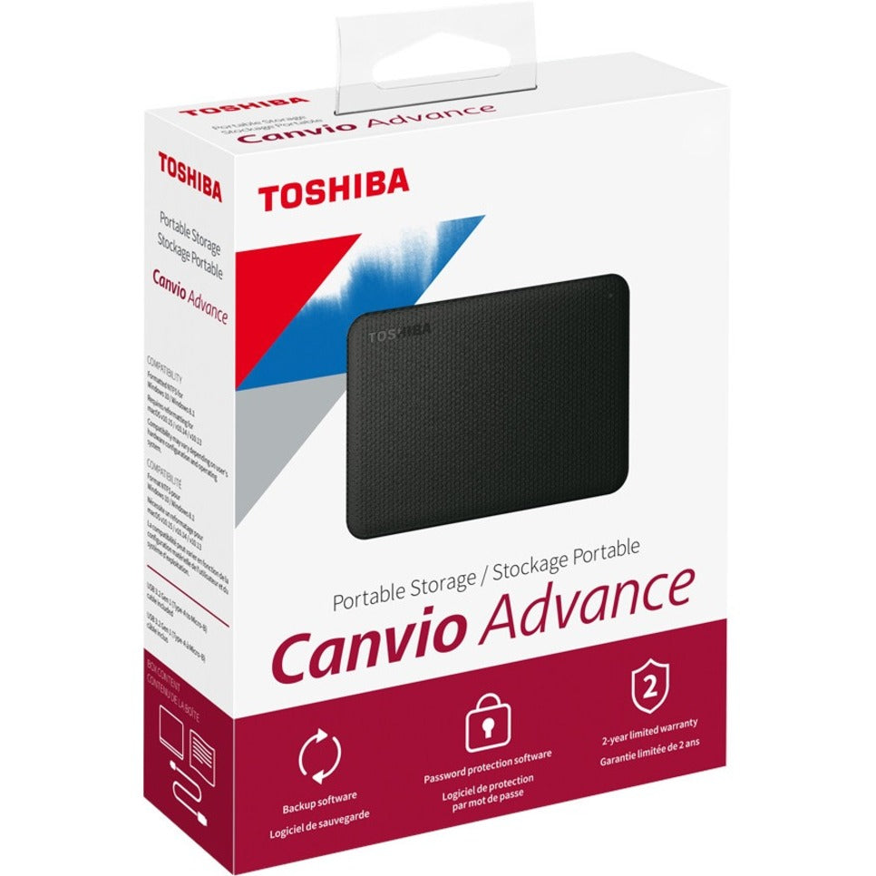Toshiba HDTCA20XW3AA Canvio Advance Portable Hard Drive, 2TB, White, USB 3.0