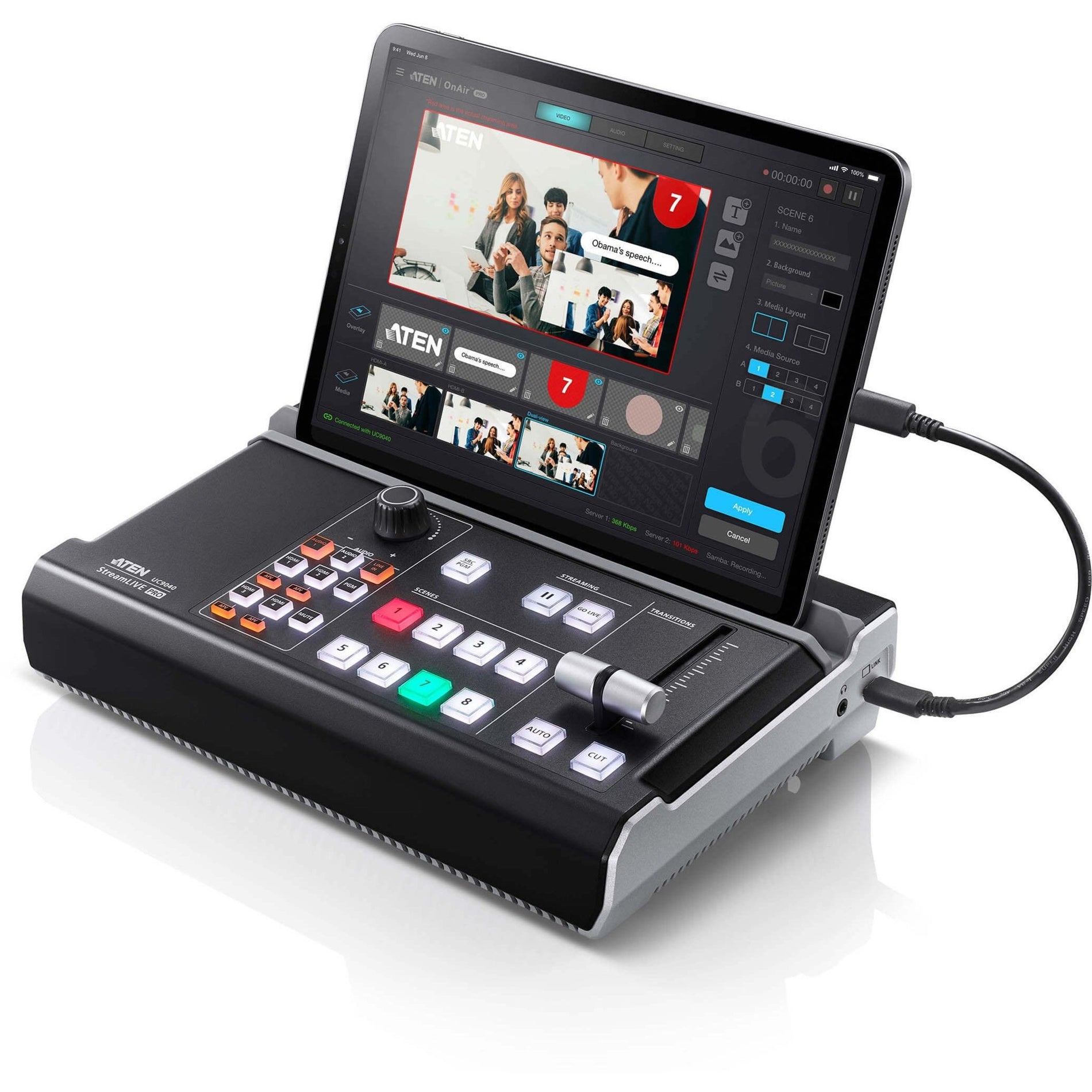 ATEN UC9040 StreamLIVE Pro All-in-one Multi-channel AV Mixer, Portable Video Mixer
