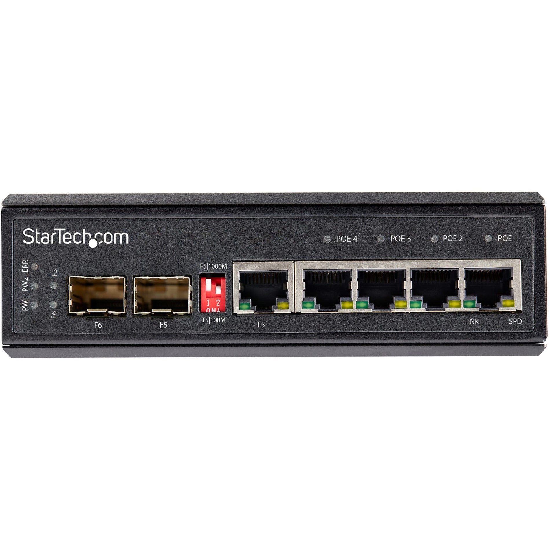 StarTech.com IES1G52UP12V Ethernet Switch, 5-Port Gigabit with 4 PoE+ Ports, 2 SFP Slots
