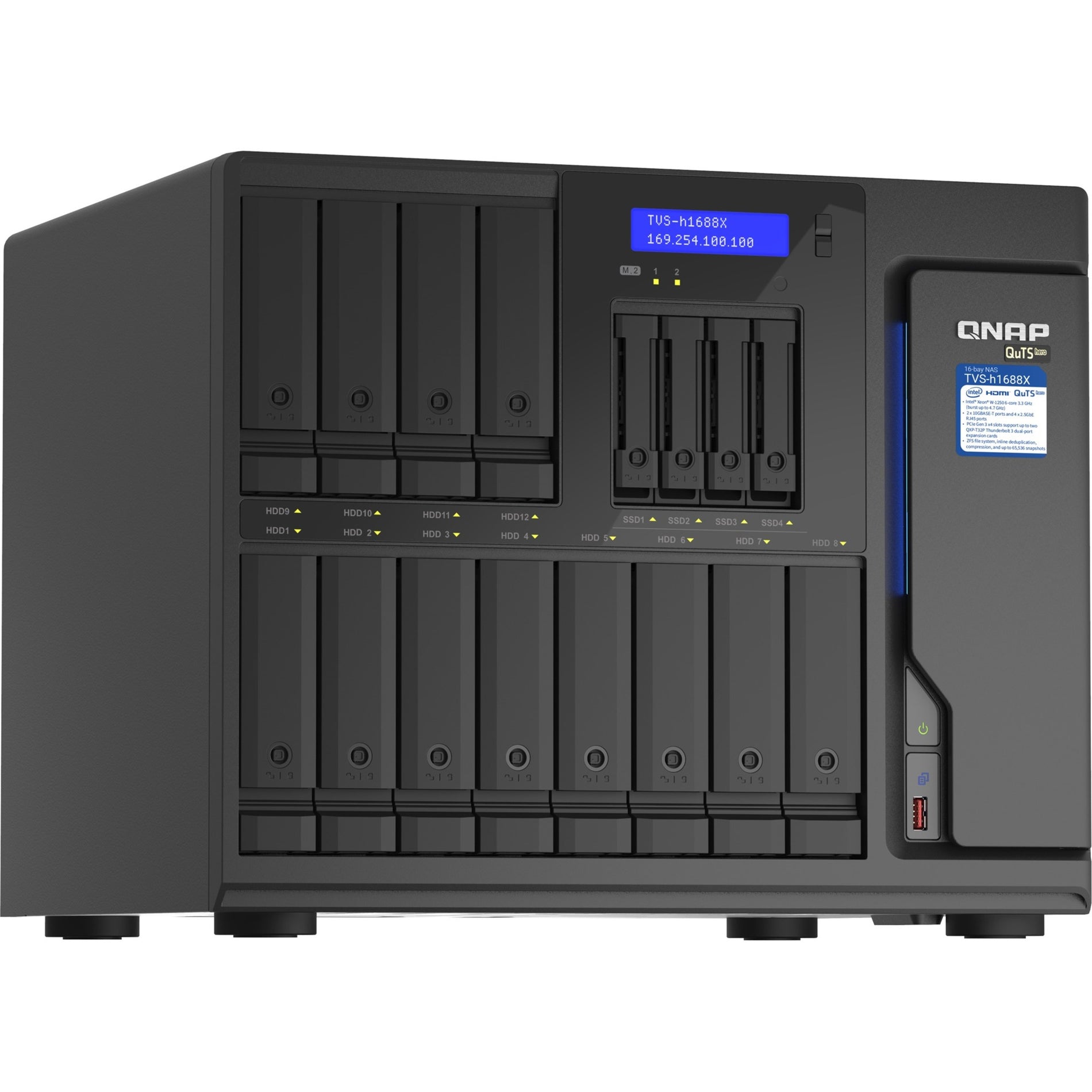 QNAP TVS-H1688X-W1250-32G SAN/NAS Storage System TVS-H1688XW125032GUS, 32GB DDR4, QuTS hero 4.5.0, 3 Year Warranty