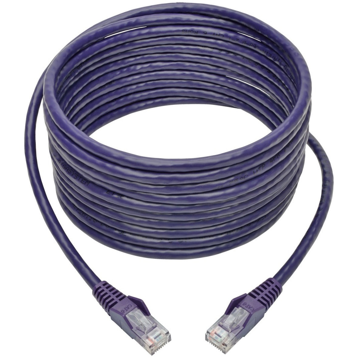 Tripp Lite N201-020-PU Cat6 Gigabit Snagless Molded UTP Patch Cable (RJ45 M/M), Purple, 20 ft, Crosstalk Protection, Rugged, Strain Relief