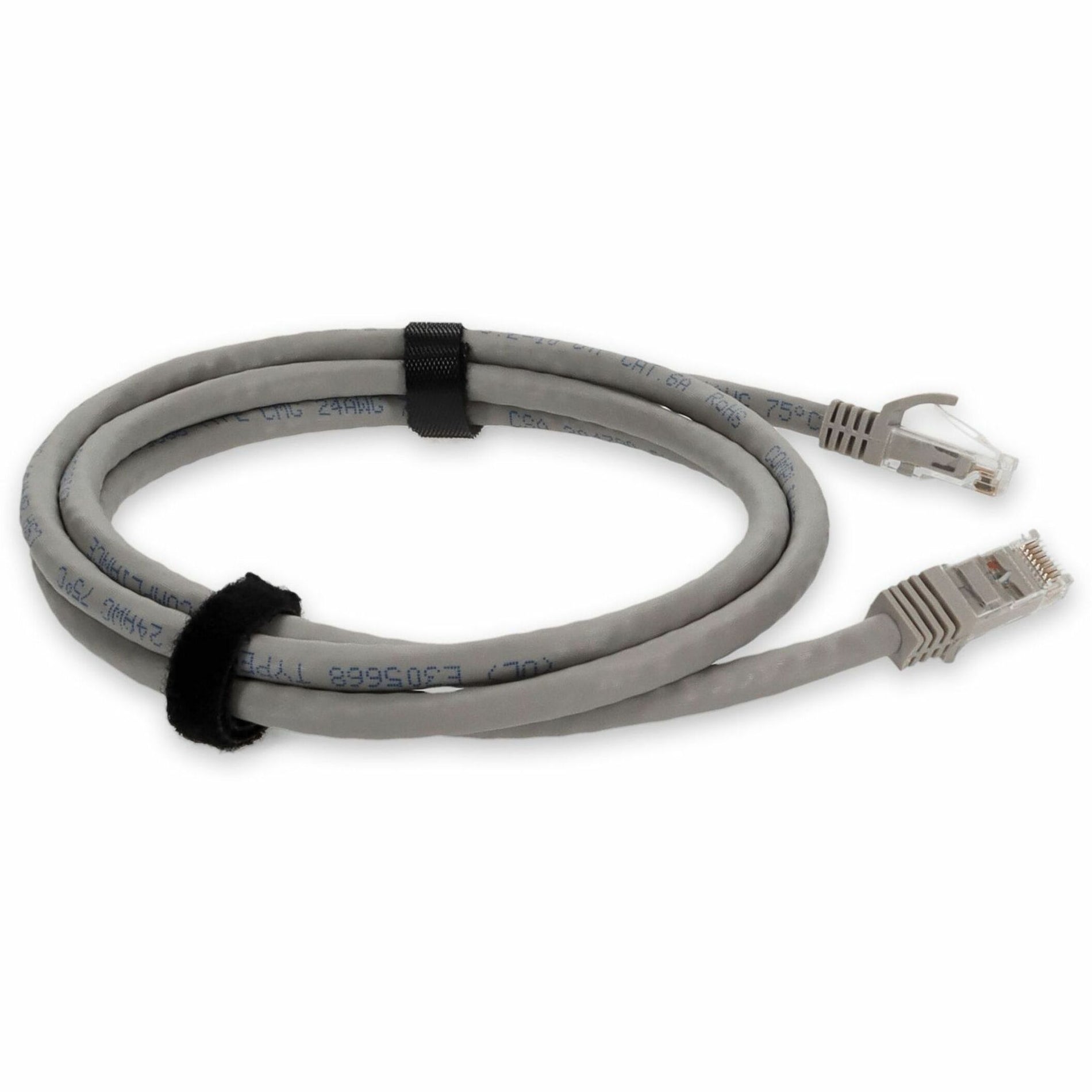 AddOn ADD-7FCAT6A-GY 7ft RJ-45 (Male) to RJ-45 (Male) Straight Gray Cat6A UTP PVC Copper Patch Cable, Network Cable