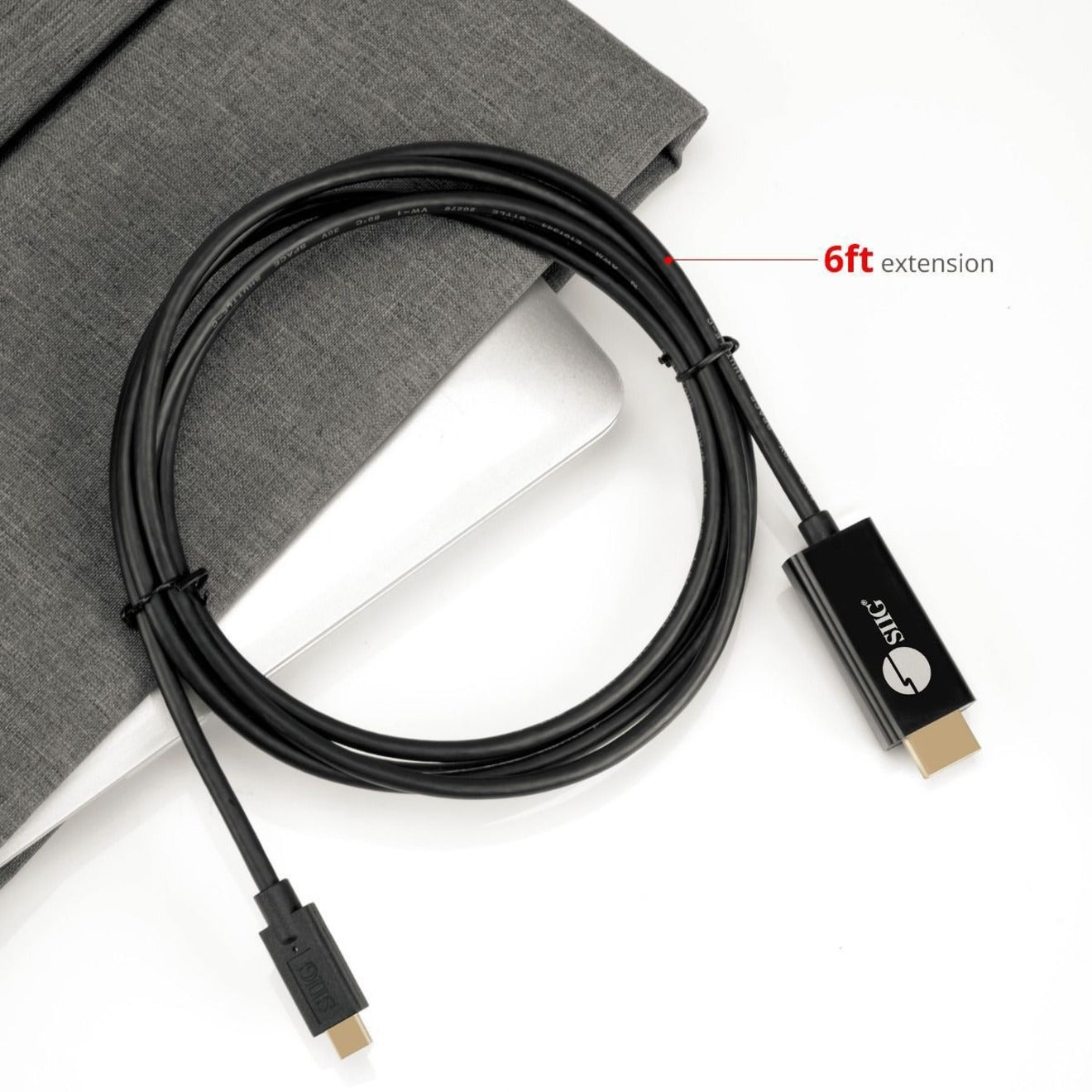 SIIG CB-TC0J11-S1 USB-C to HDMI 2.0 Active Cable - 2M, 4K60Hz HDR, Plug & Play, Reversible