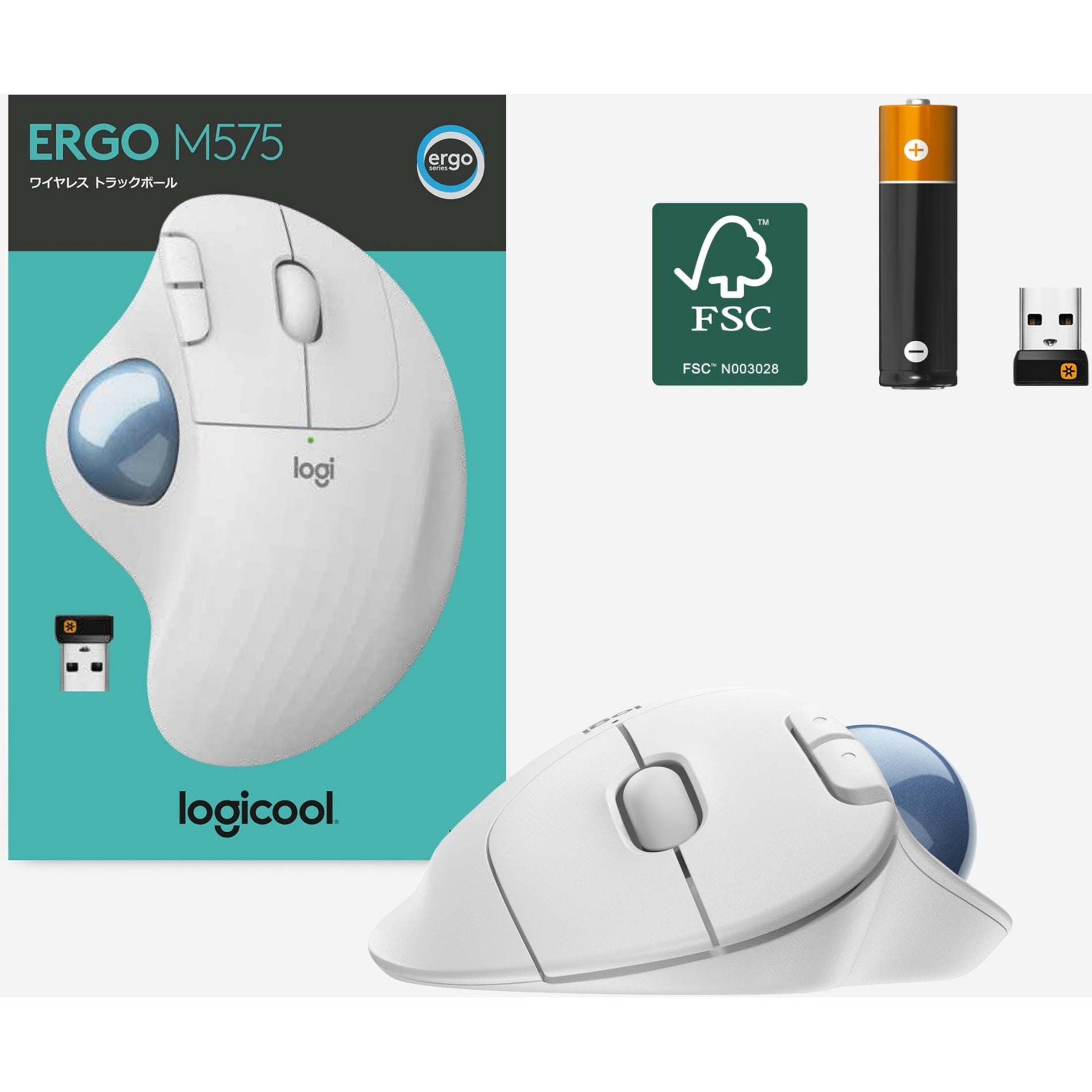 Logitech 910-005868 ERGO M575 Wireless Trackball, 5 Buttons, 2000 dpi, Bluetooth