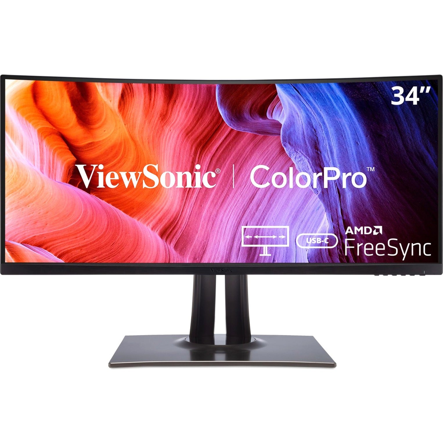 ViewSonic VP3481A 34" Curved Ultra-Wide ColorPro Monitor, 3440 x 1440 Resolution, USB C, 100Hz Freesync [Discontinued]