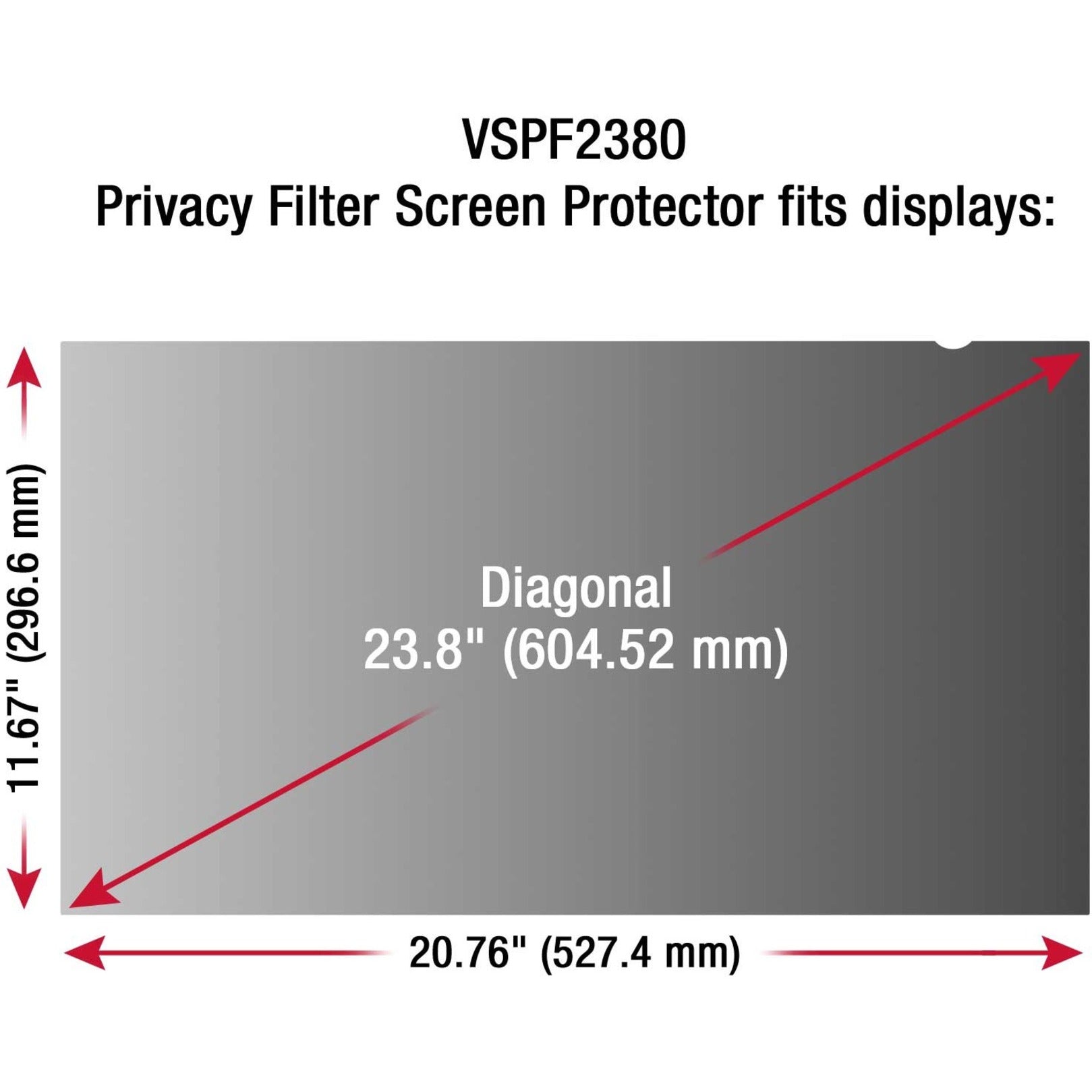 ViewSonic VP-PF-3400 Privacy Filter Screen Protector, Clear, Black - Protect Your Monitor with Privacy and Anti-Glare Features