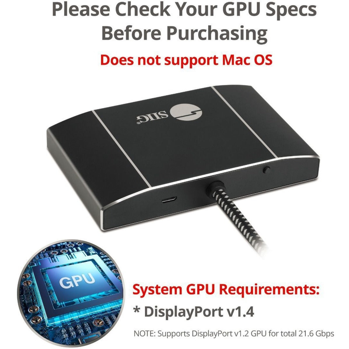 SIIG CE-DP0N11-S1 Triple 4K DisplayPort 1.4 to 2 DP & HDMI MST Hub Splitter, Maximum Video Resolution 7680 x 4320