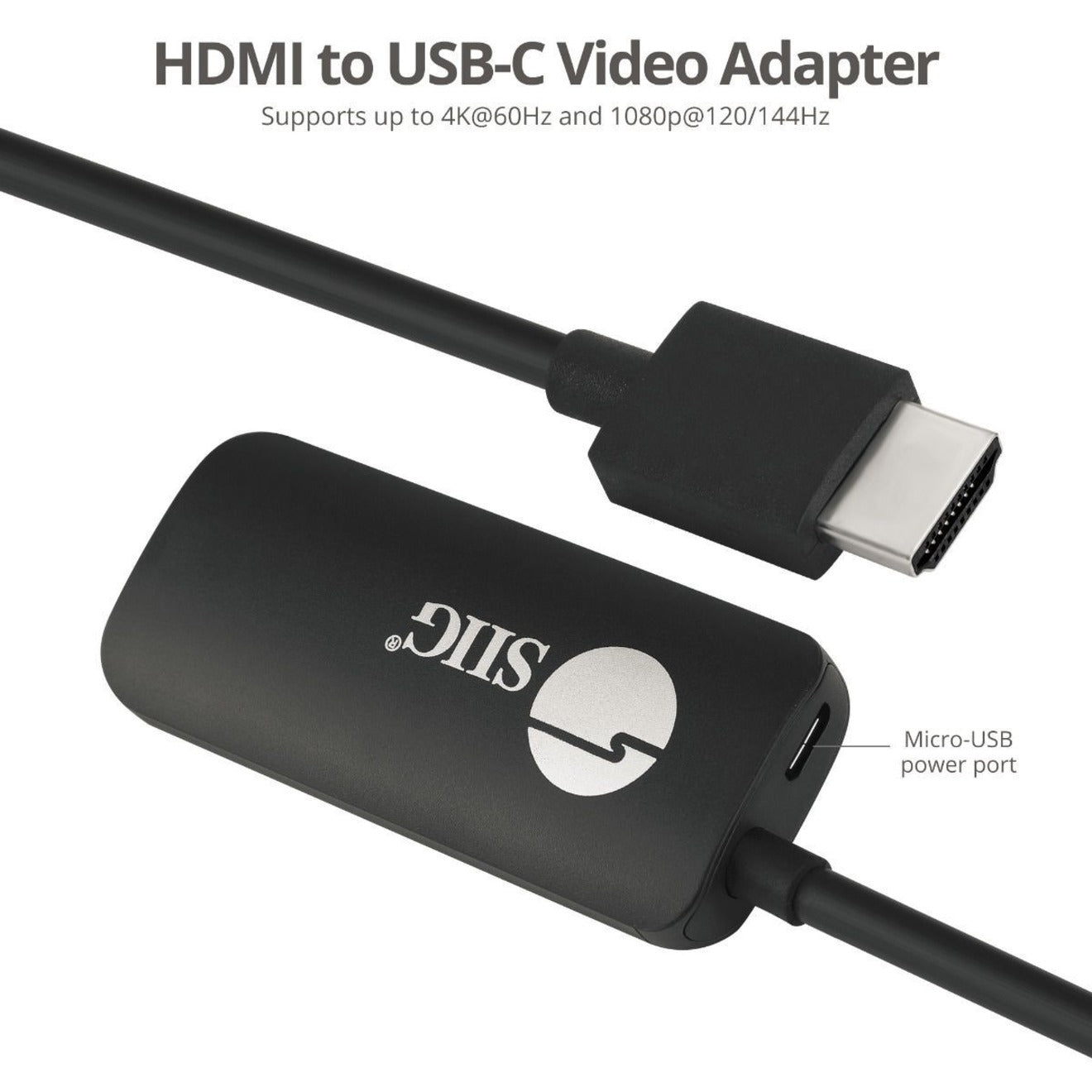 SIIG CB-H21711-S1 HDMI to USB-C Port 4K 60Hz Converter Adapter, Active, Plug and Play, HDCP 2.2