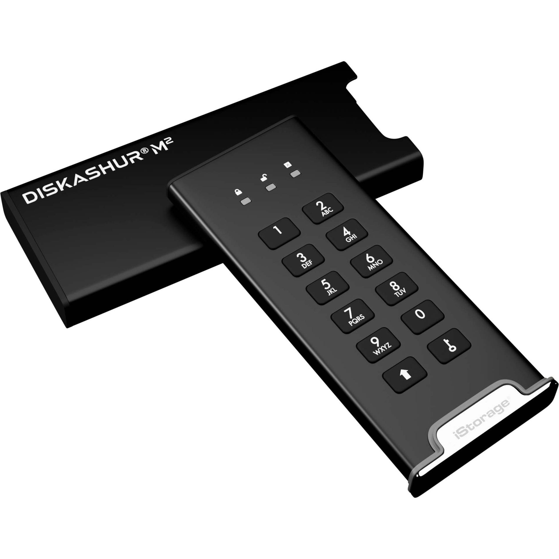 iStorage IS-DAM2-256-2000 diskAshur M2 Portable SSD, 2TB, PIN Authenticated, Hardware Encrypted, USB 3.2, Ultra-fast, FIPS Compliant, Rugged & Portable