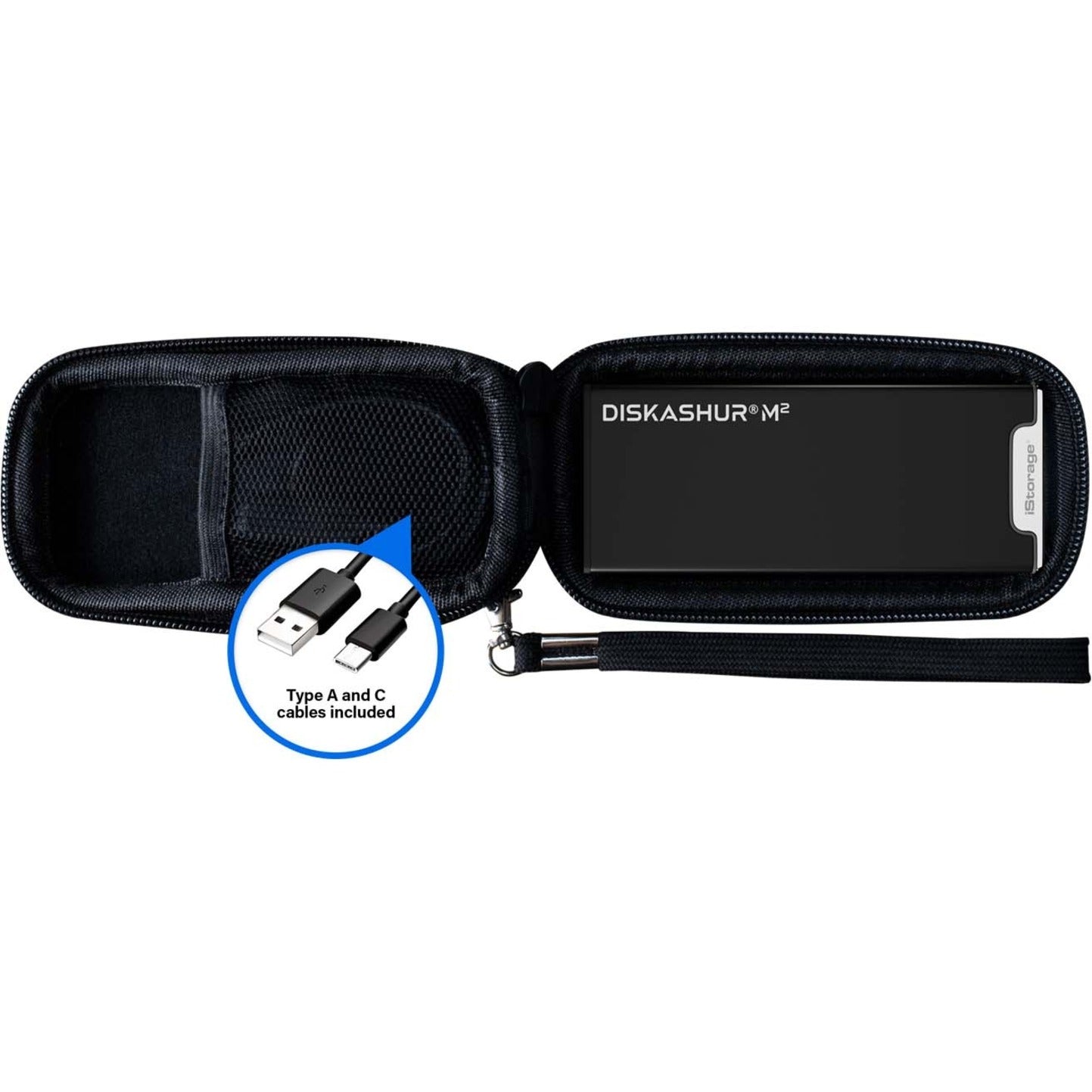 iStorage IS-DAM2-256-2000 diskAshur M2 Portable SSD, 2TB, PIN Authenticated, Hardware Encrypted, USB 3.2, Ultra-fast, FIPS Compliant, Rugged & Portable