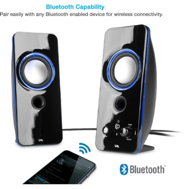 Cyber Acoustics CA-SP29BT CurveLight 2.0 Bluetooth Speaker System with Color LED Lighting Effects