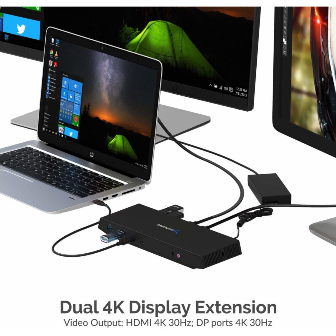 Sabrent DS-WSPD USB Type-C Dual 4K Universal Docking Station with USB C Power, HDMI, DisplayPort, USB 3.0 Ports, RJ-45, Microphone