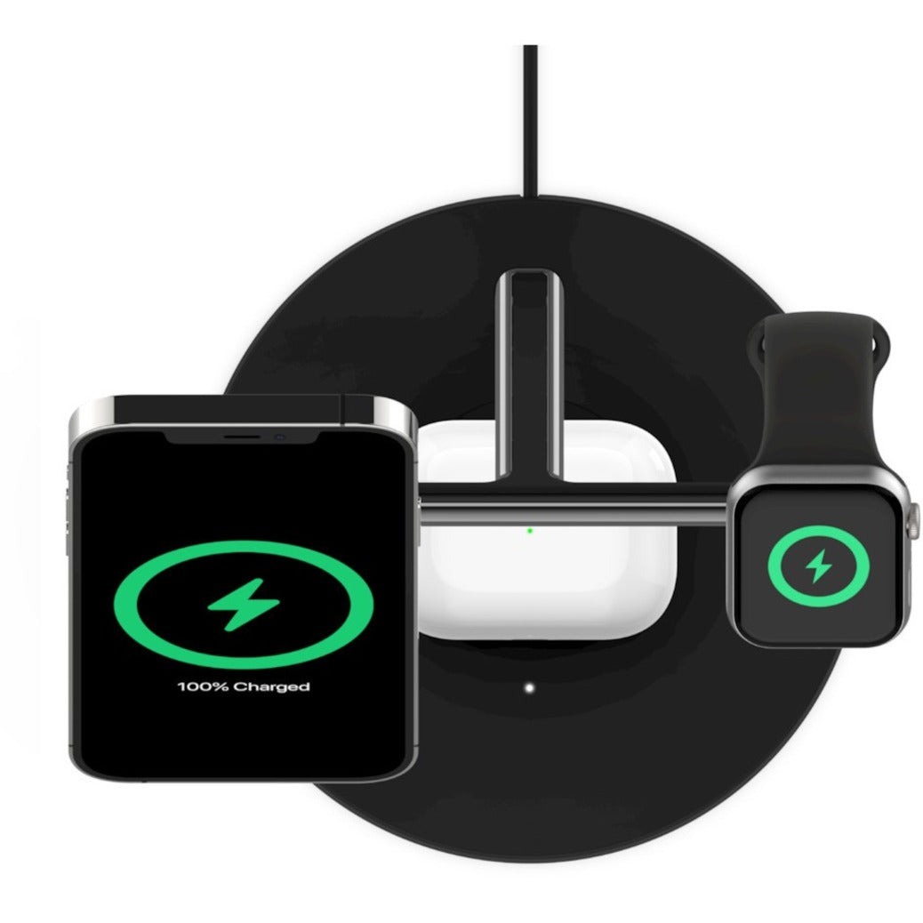 Belkin WIZ009TTBK BOOST&uarr;CHARGE Pro 3-in-1 Wireless Charger With MagSafe, Fastest Charging Stand for iPhone 12