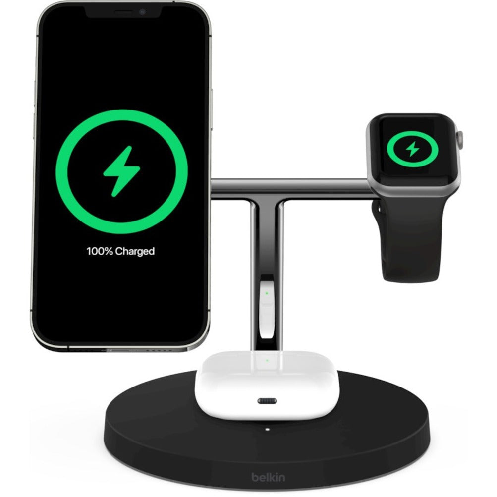 Belkin WIZ009TTBK BOOST&uarr;CHARGE Pro 3-in-1 Wireless Charger With MagSafe, Fastest Charging Stand for iPhone 12