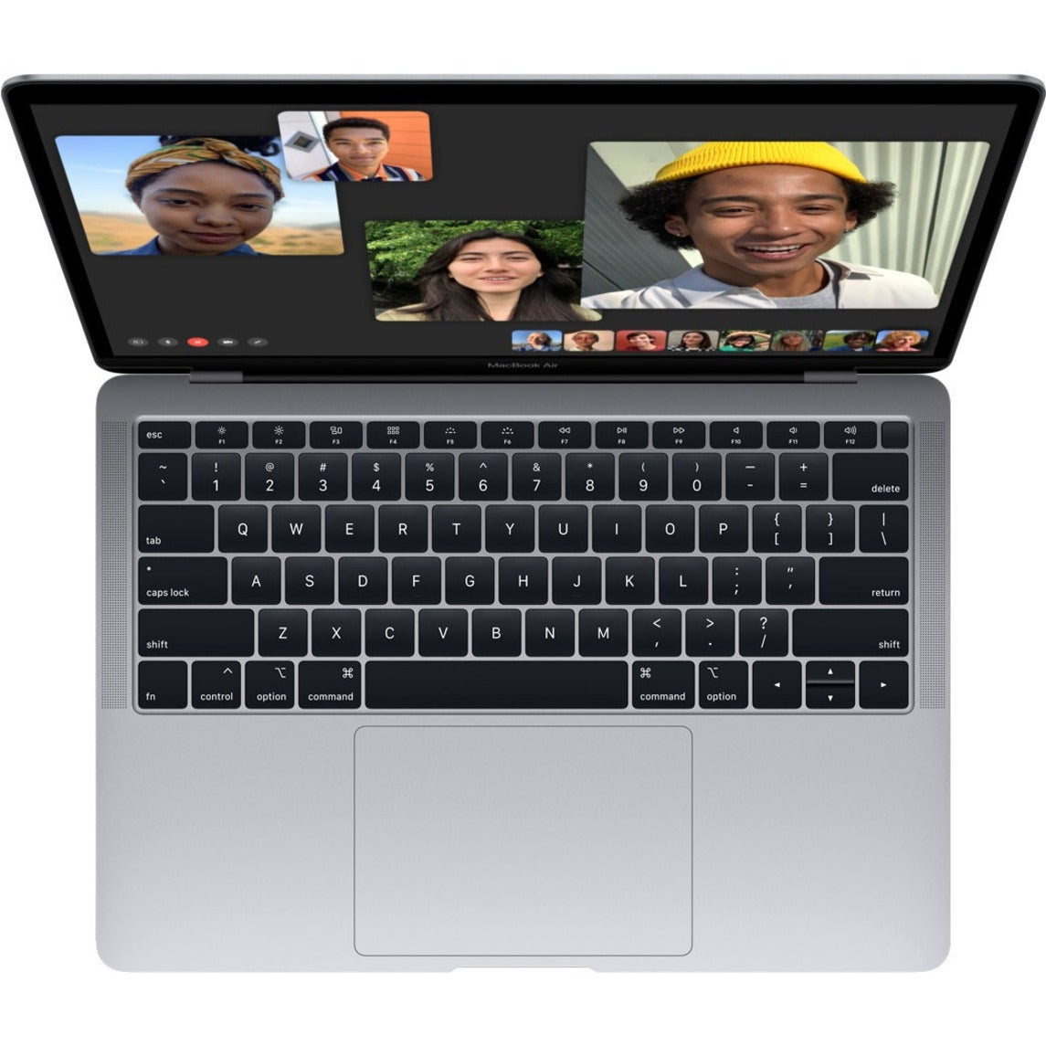 MacBook Air showing video call interface with keyboard-alternate-image13