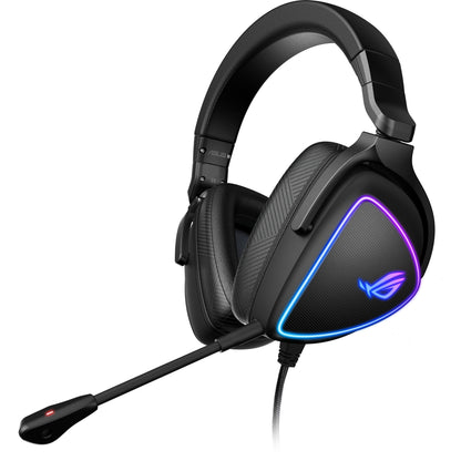 ASUS ROG Delta S gaming headset with RGB lighting and detachable microphone in matte black finish-alternate-image1