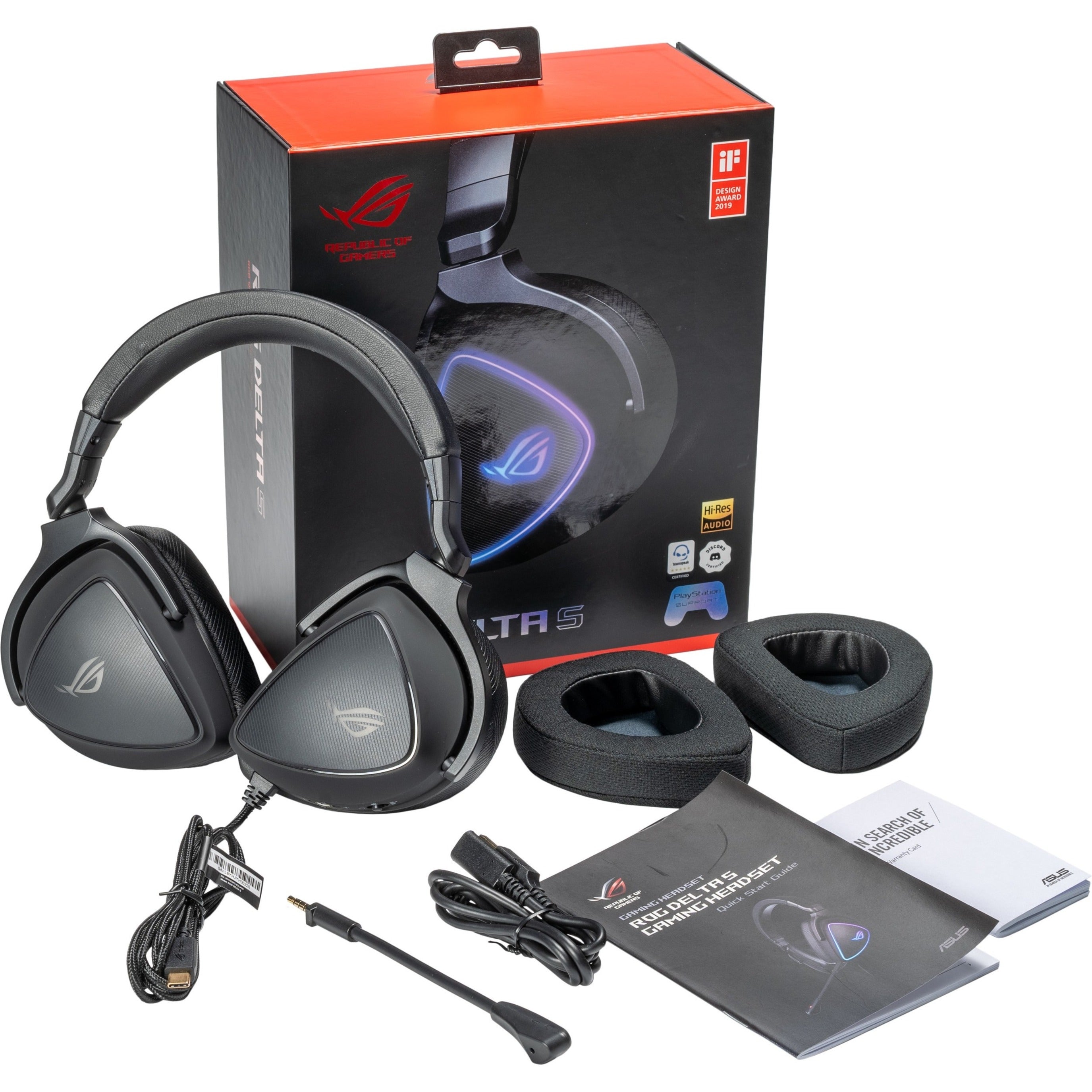 Asus ROG Delta S Gaming Headset, 130dB SNR, Wired USB-C, AI Noise