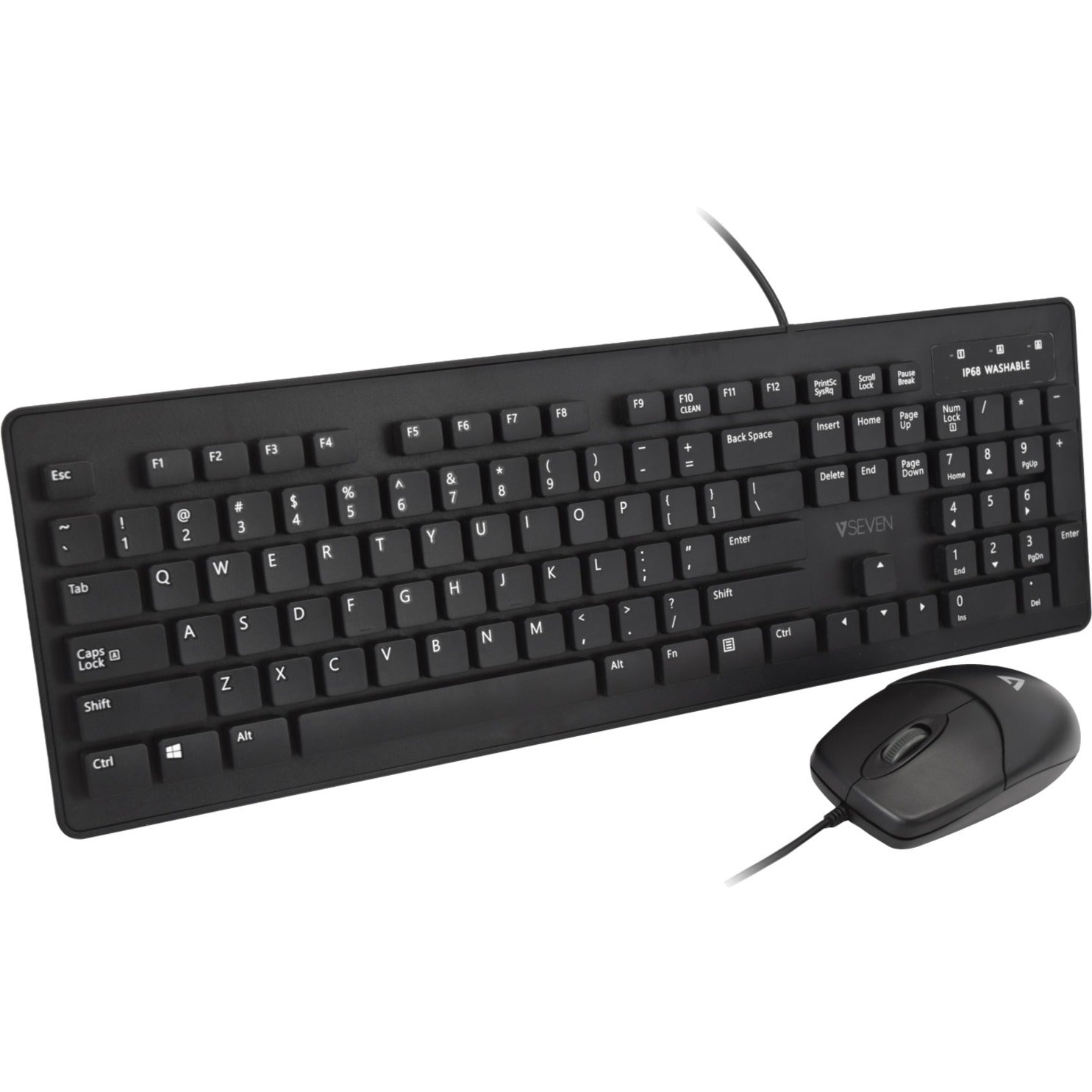 V7 CKU700US Washable Antimicrobial Keyboard & Mouse Combo, Water Proof, Dust Proof, USB Connectivity