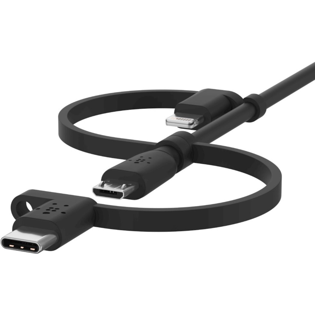 Belkin CAC001BT1MBK BOOST&uarr;CHARGE Universal Cable, Lightning/Micro-USB/USB/USB-C, 3.30 ft, MFI Certified
