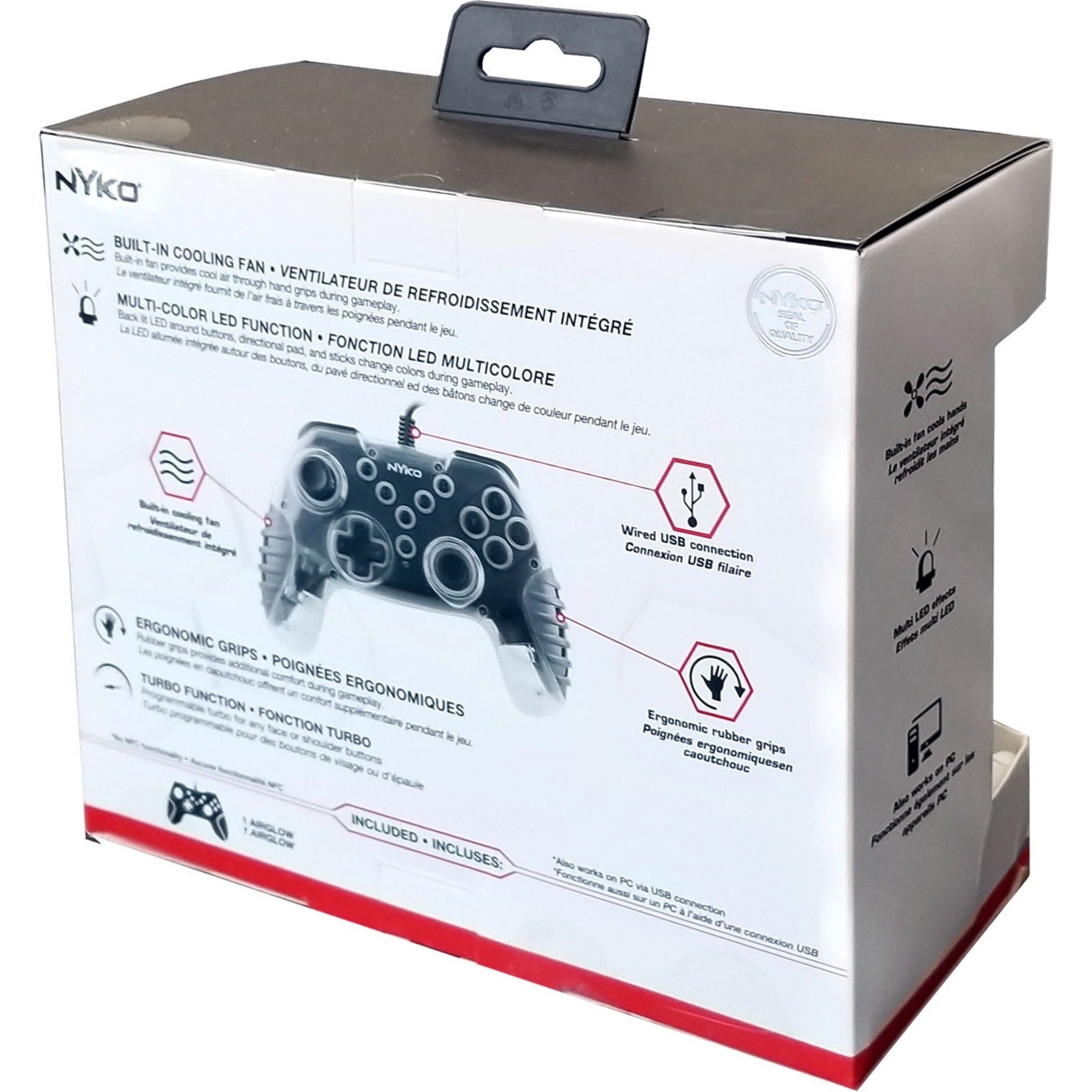 Nyko 87303 Air Glow Wired Controller for Nintendo Switch, 10 ft Cable, Force Feedback, Capture Button, Home Button, LED Light Button, Fan Button