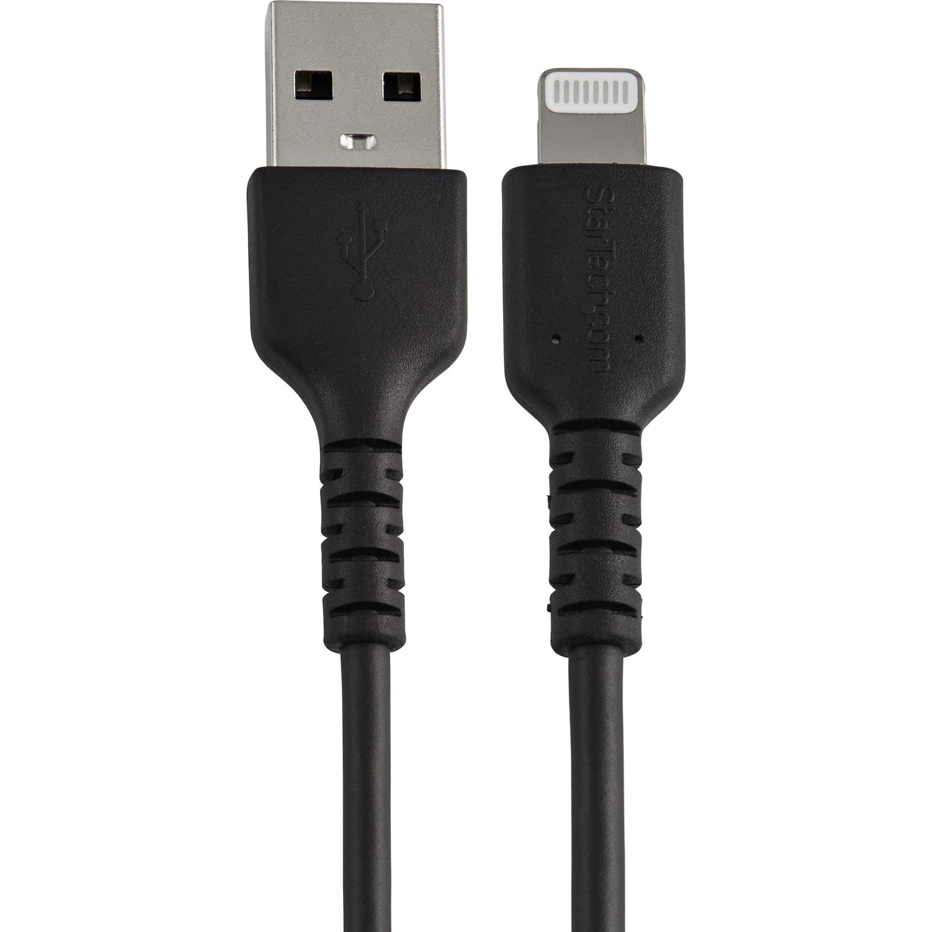 StarTech.com RUSBLTMM30CMB Lightning/USB Data Transfer Cable, Durable Black iPhone iPad Charge/Sync Charger Cord w/ Aramid Fiber, MFI Certified
