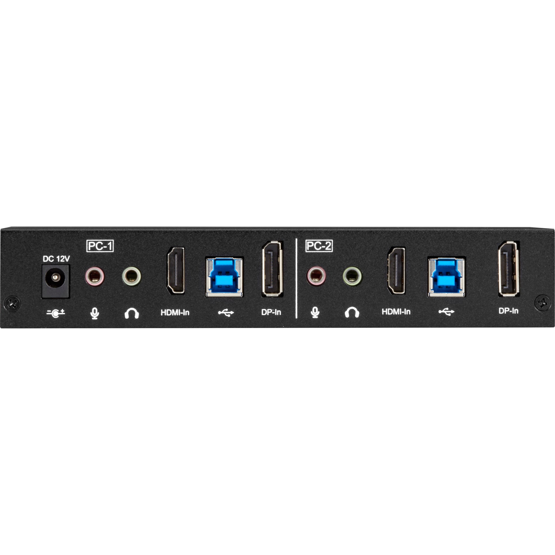 Black Box KVD200-2H 2-Port 4K HDMI Dual-Head KVM Switch (with Audio Line In/Out and USB Hub), TAA Compliant