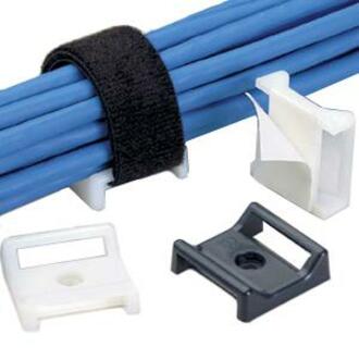 Panduit ABMT-S6-C20 Tak-Ty Hook & Loop Cable Tie Mount 100 pack, Indoor Use, Black Nylon