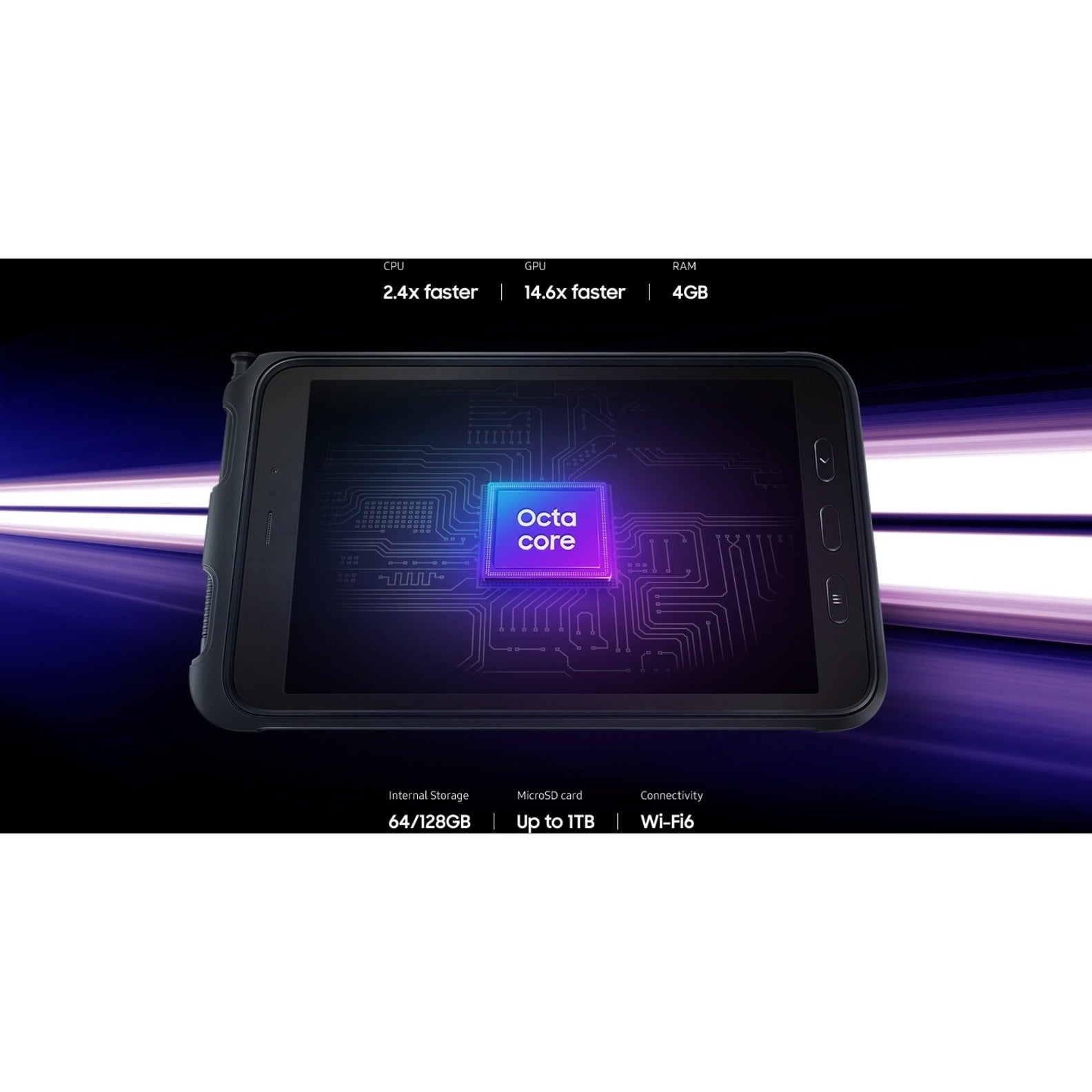 Samsung Galaxy Tab Active3 Rugged Tablet - 8" WUXGA - Octa-core (8 Core) 2.70 GHz 1.70 GHz - 4 GB RAM - 128 GB Storage - Android 10 - 4G - Black (SM-T577UZKGN14) Alternate-Image21 image