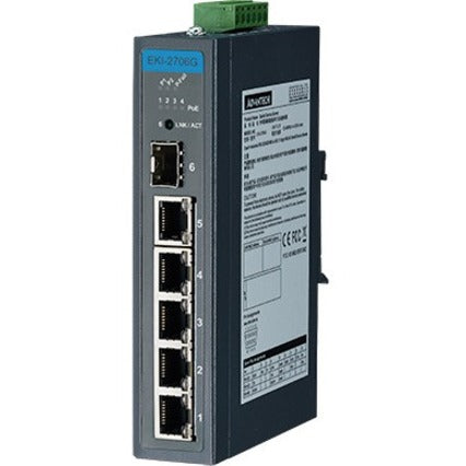 Advantech EKI-2706G-1GFPI-BU Ethernet Switch EKI-2706G-1GFPI 5-Port Gigabit Ethernet Switch with PoE
